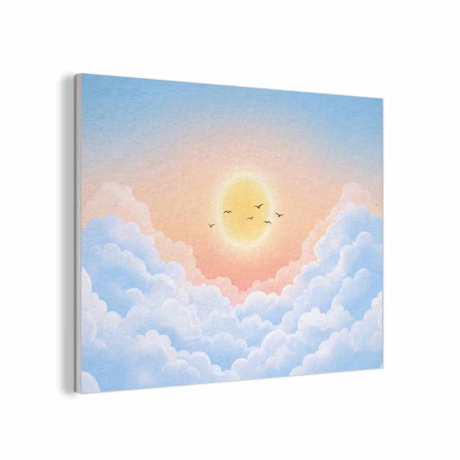 Zon - Vogels - Lucht - Natuur - Geel PET vilt klein -3d