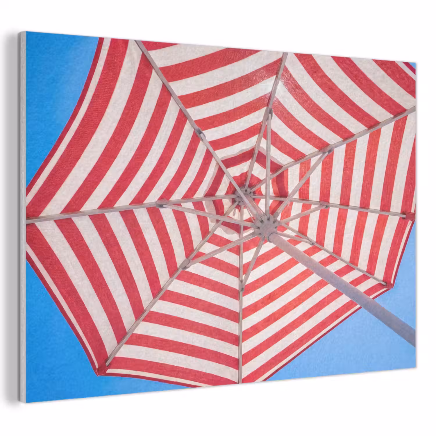 Parasol - Strepen - Zomer - Rood - Blauw PET vilt klein -3d