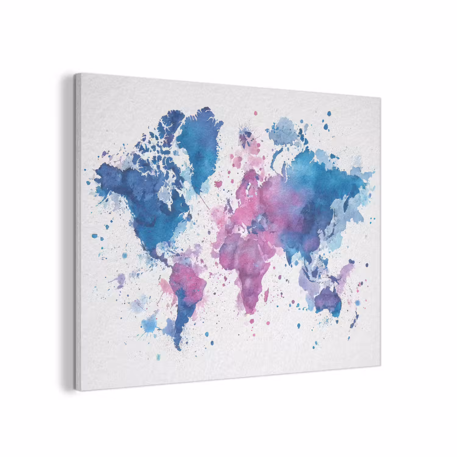 Spatten - Wereldkaart - Blauwtinten PET vilt klein -3d