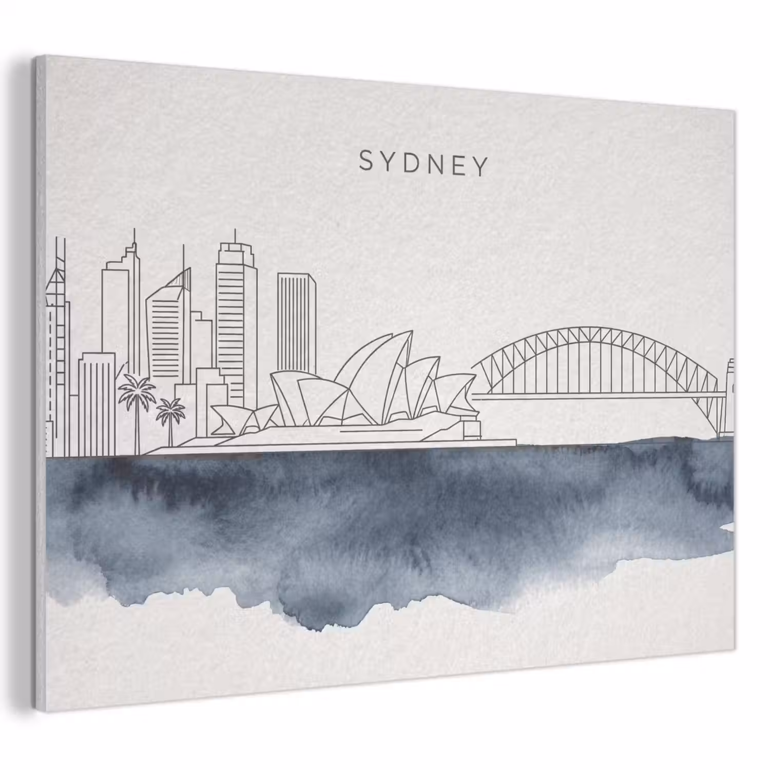 Stad - Skyline - Architectuur - Minimalistisch - Blauw PET vilt klein -3d