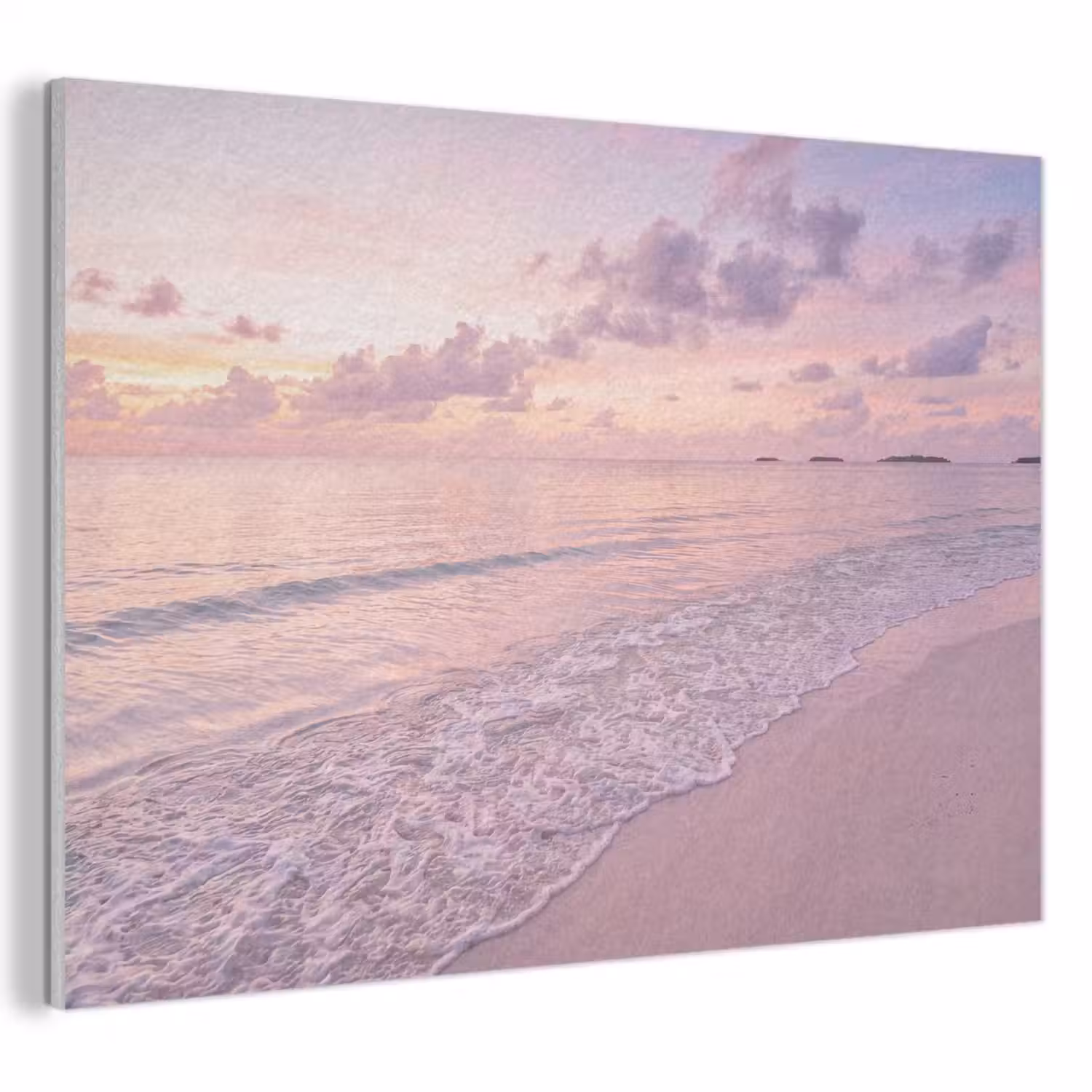 Strand - Zonsondergang - Natuur - Minimalistisch - Roze PET vilt klein -3d