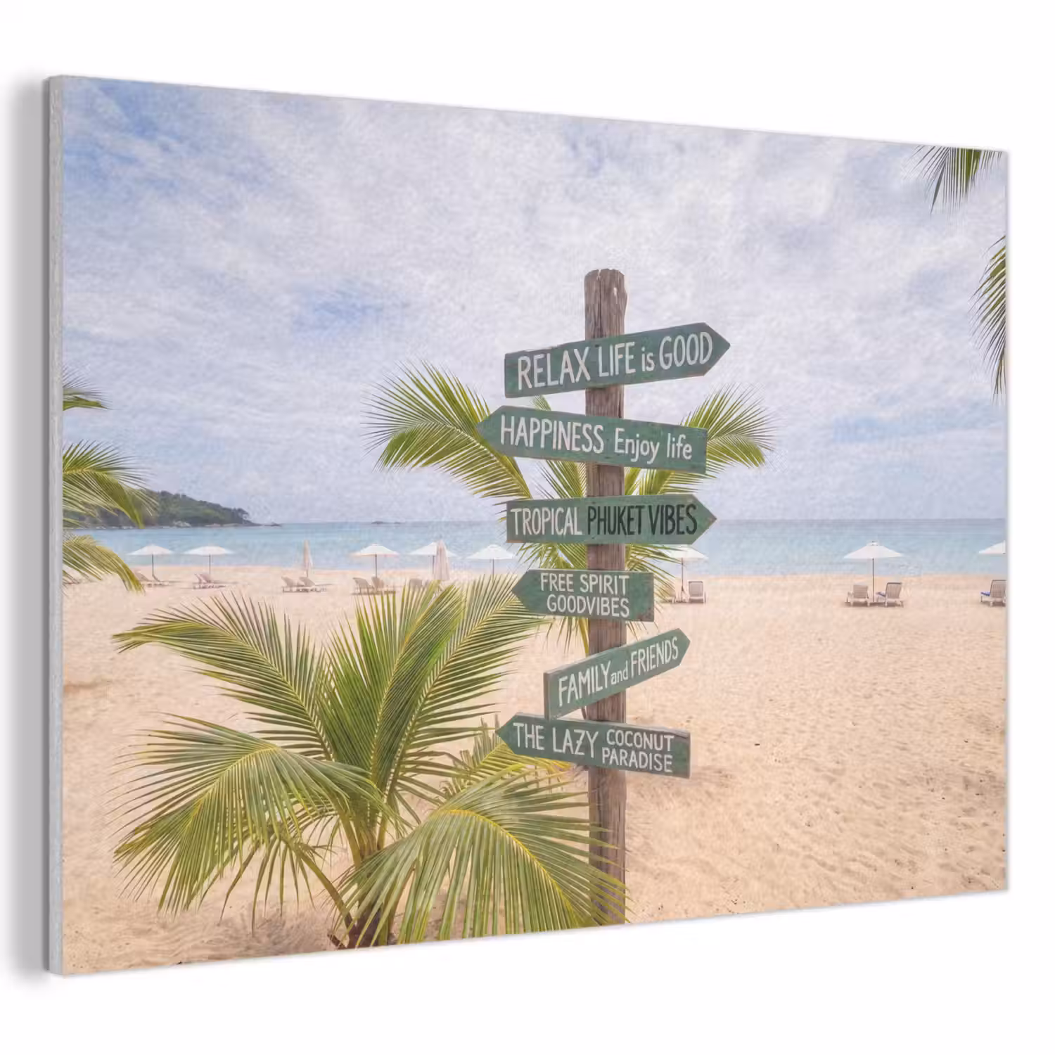 Strand - Wegwijzer - Palmen - Tropisch - Groen PET vilt klein -3d