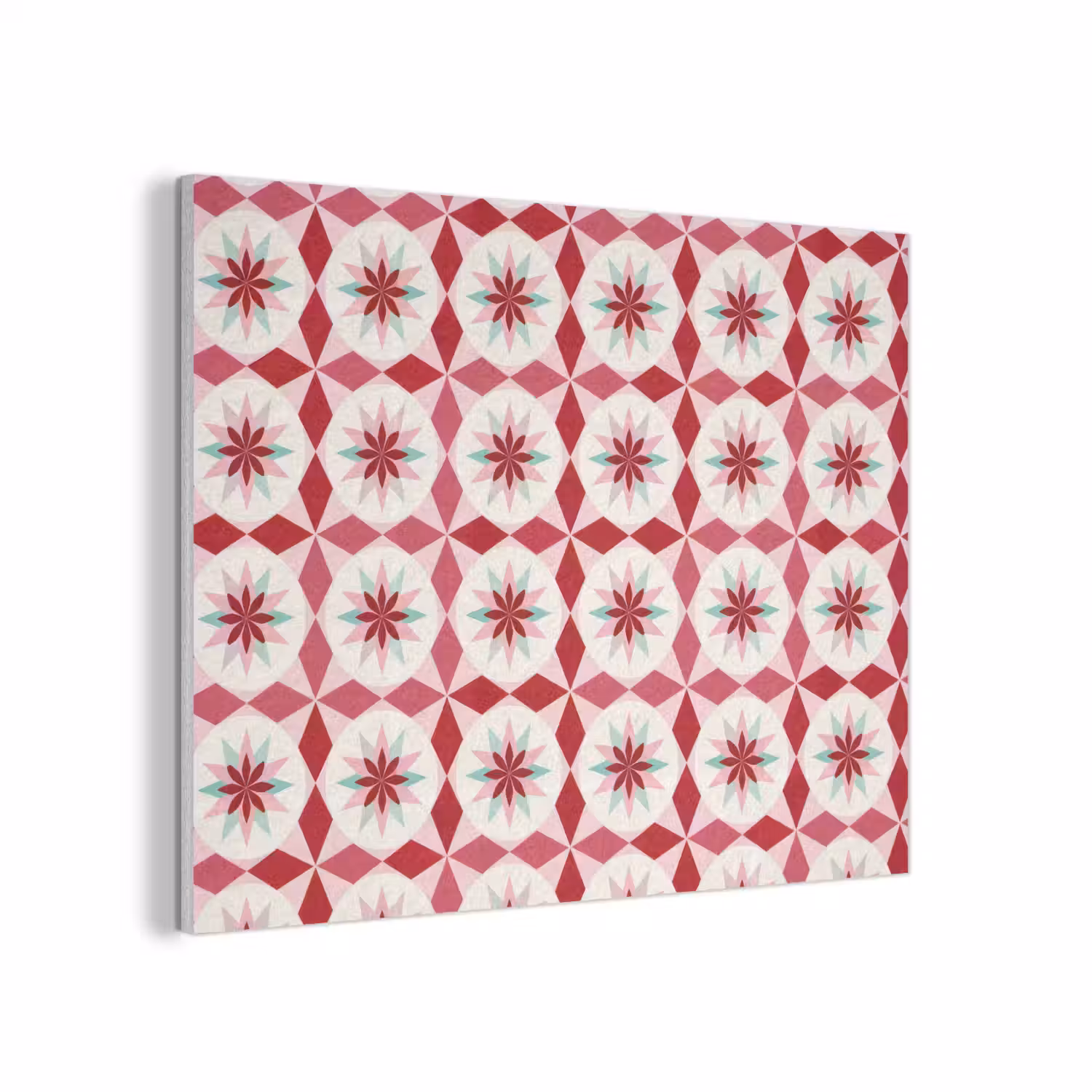 Tegelpatroon - Sterren - Retro - Roze - Mintgroen PET vilt klein 837 -3d