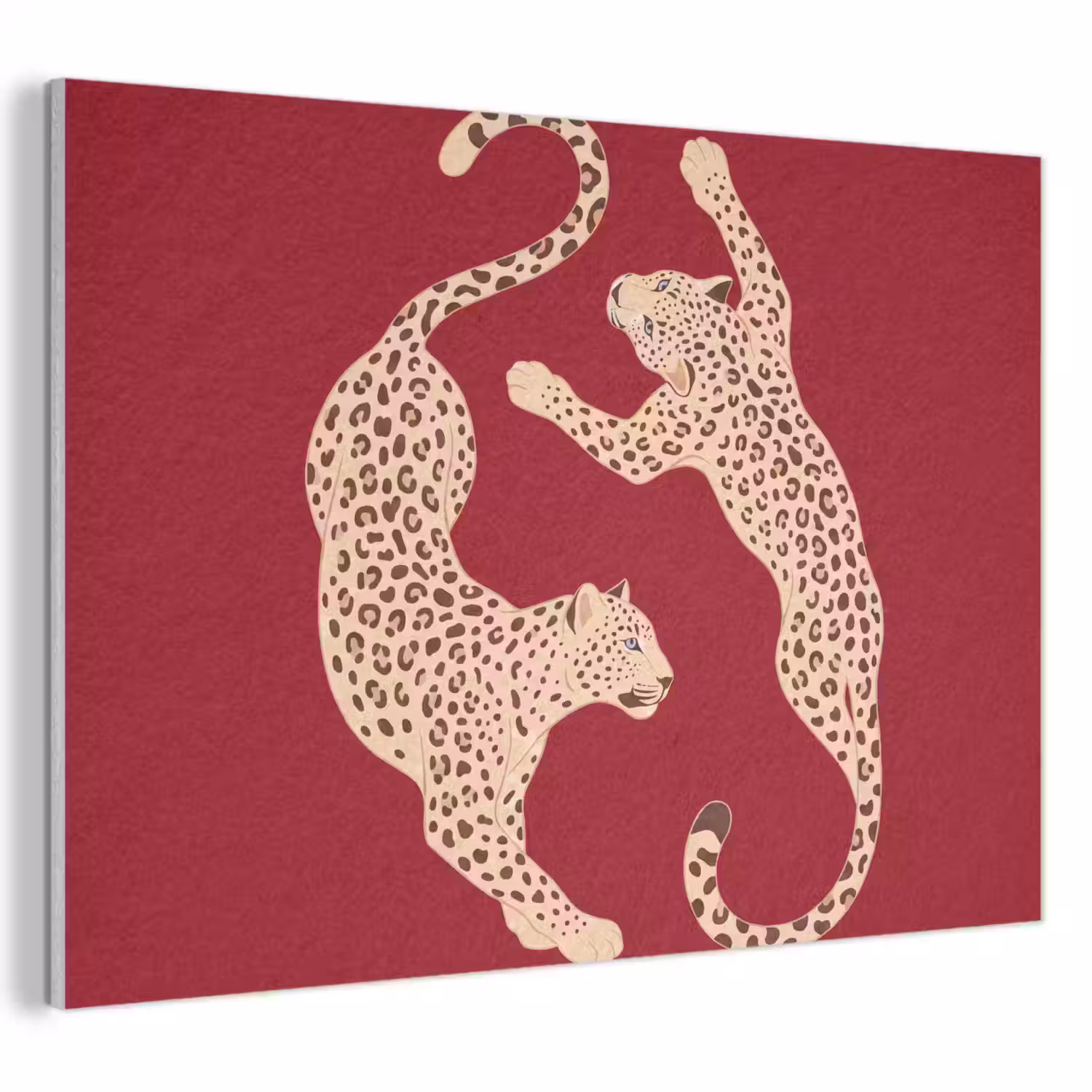 Dieren - Luipaard - Abstract - Rood - Modern PET vilt klein -3d