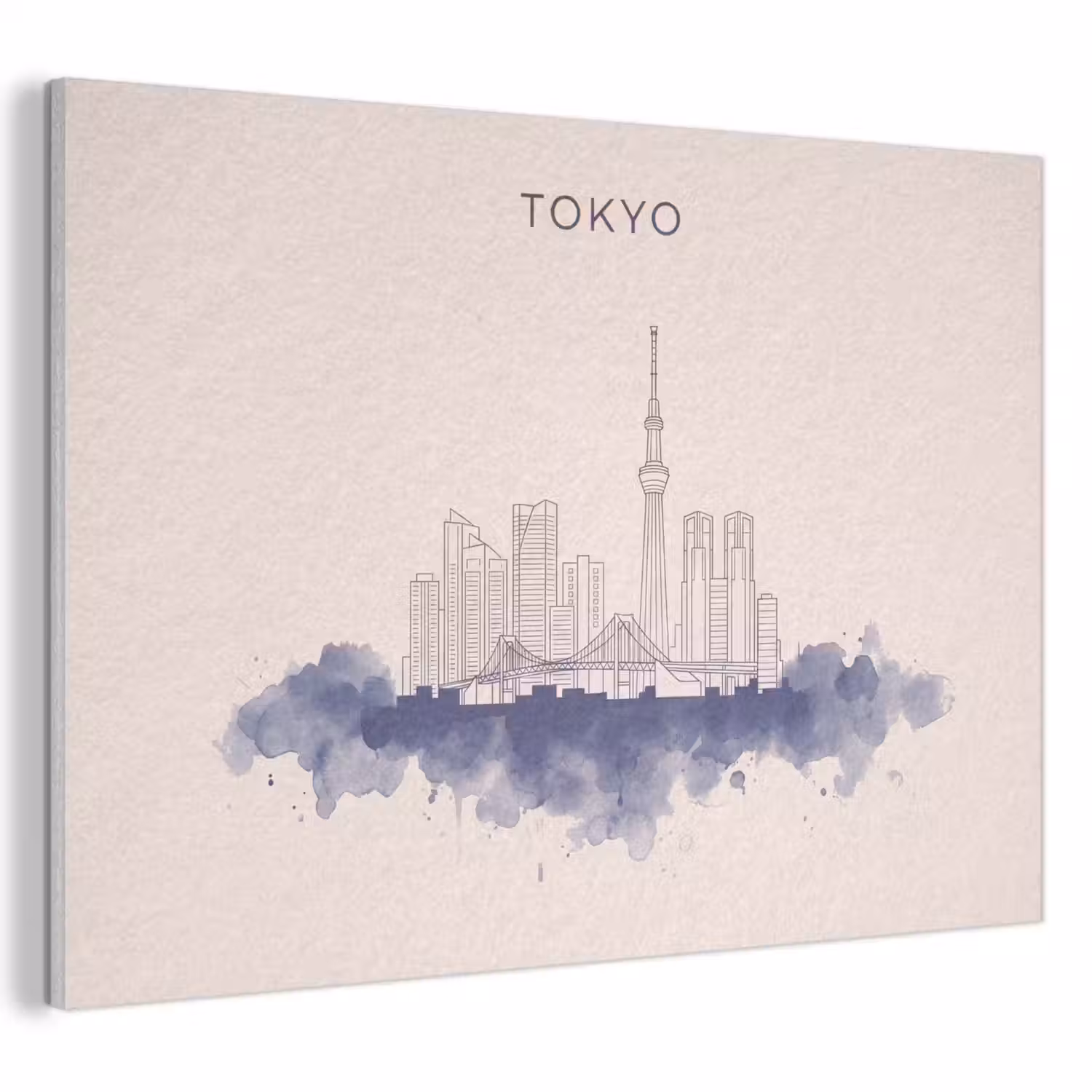 Tokyo - Skyline - Stad - Abstract - Blauw PET vilt klein -3d