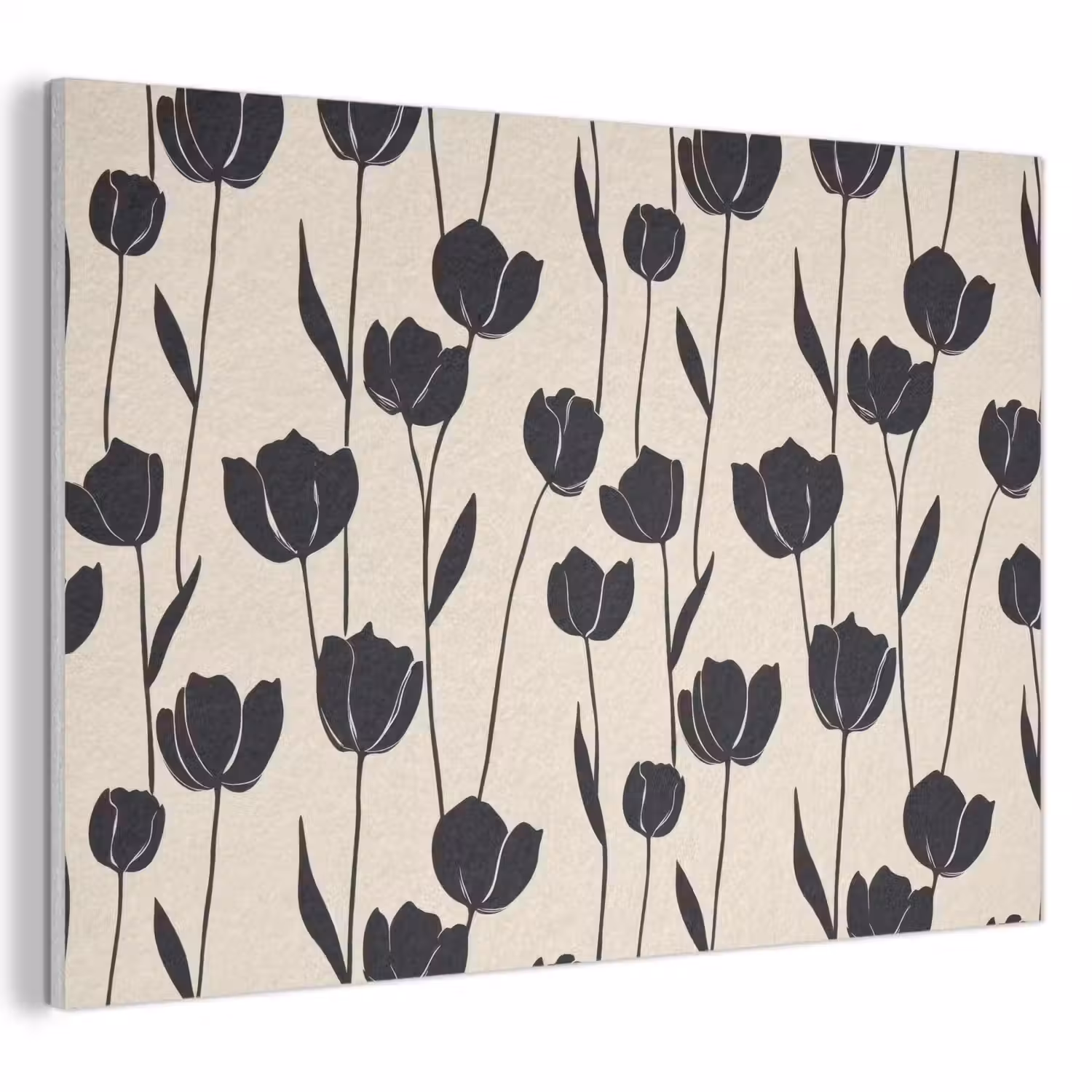 Tulpen - Patroon - Zwart PET vilt klein 837 -3d