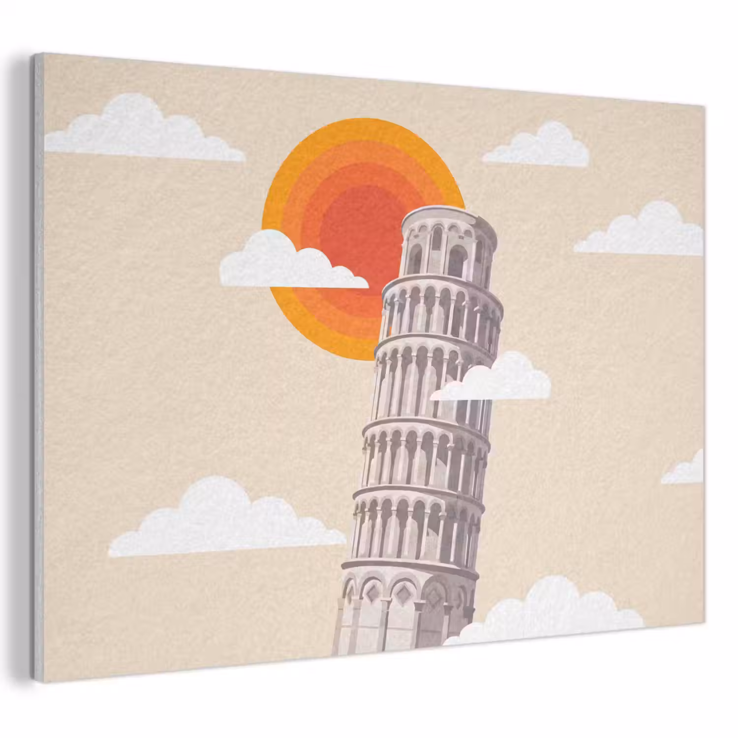 Toren - Pisa - Architectuur - Minimalistisch - Beige PET vilt klein -3d