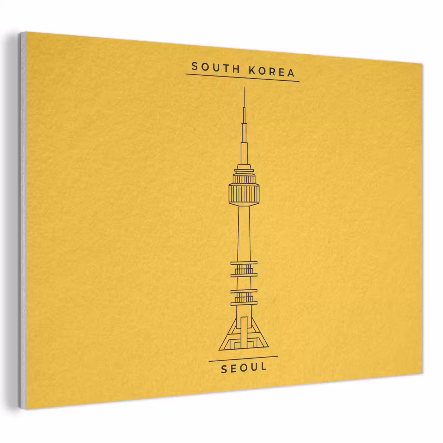 Toren - Seoul - Architectuur - Minimalistisch - Geel PET vilt klein -3d