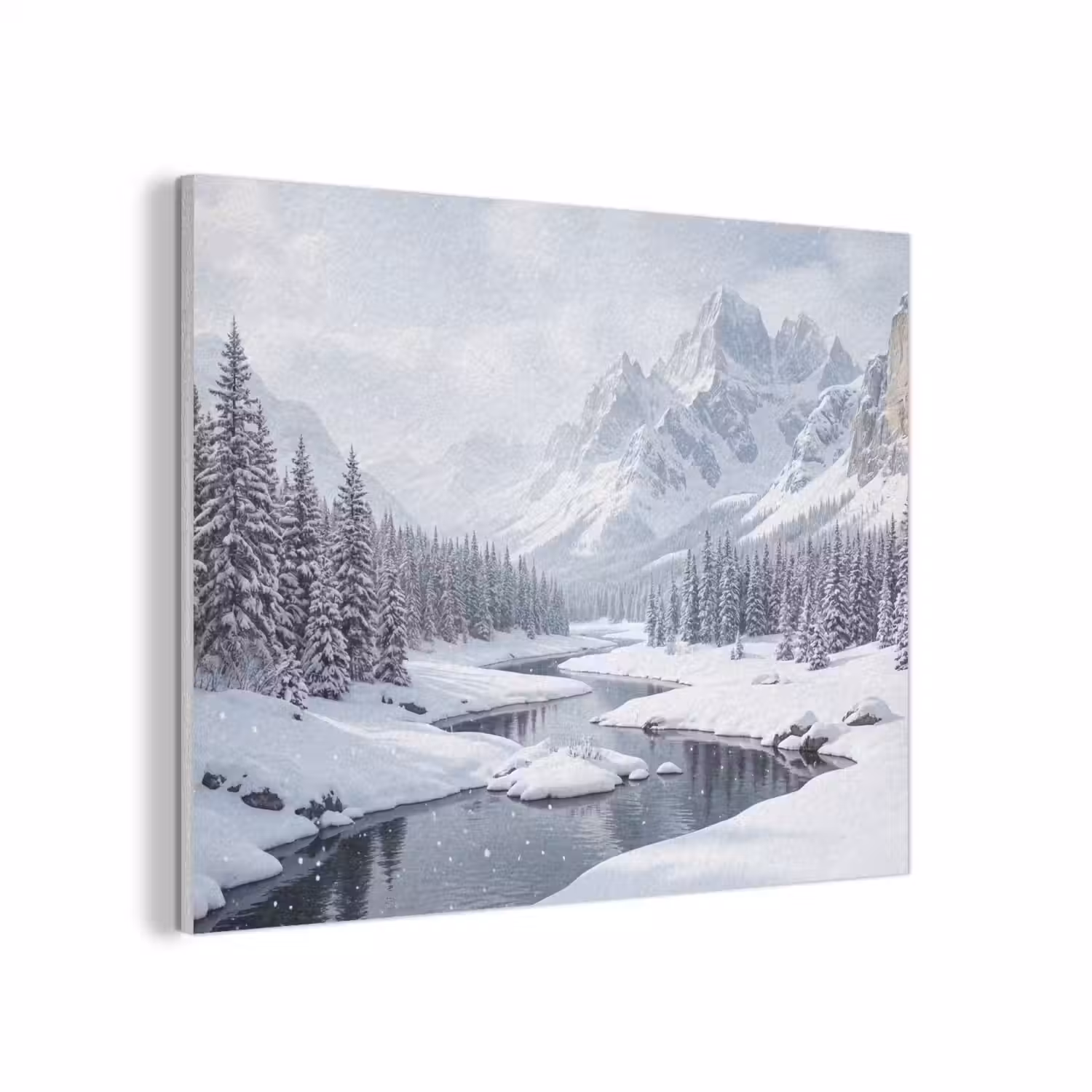 Sneeuwlandschap - Bergen - Rivier - Winter PET vilt klein -3d