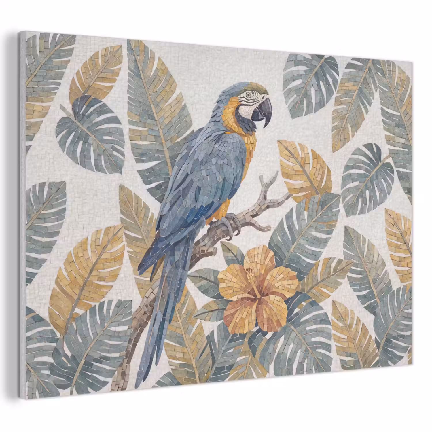 Vogel - Tak - Natuur - Mozaïek - Blauw PET vilt klein -3d