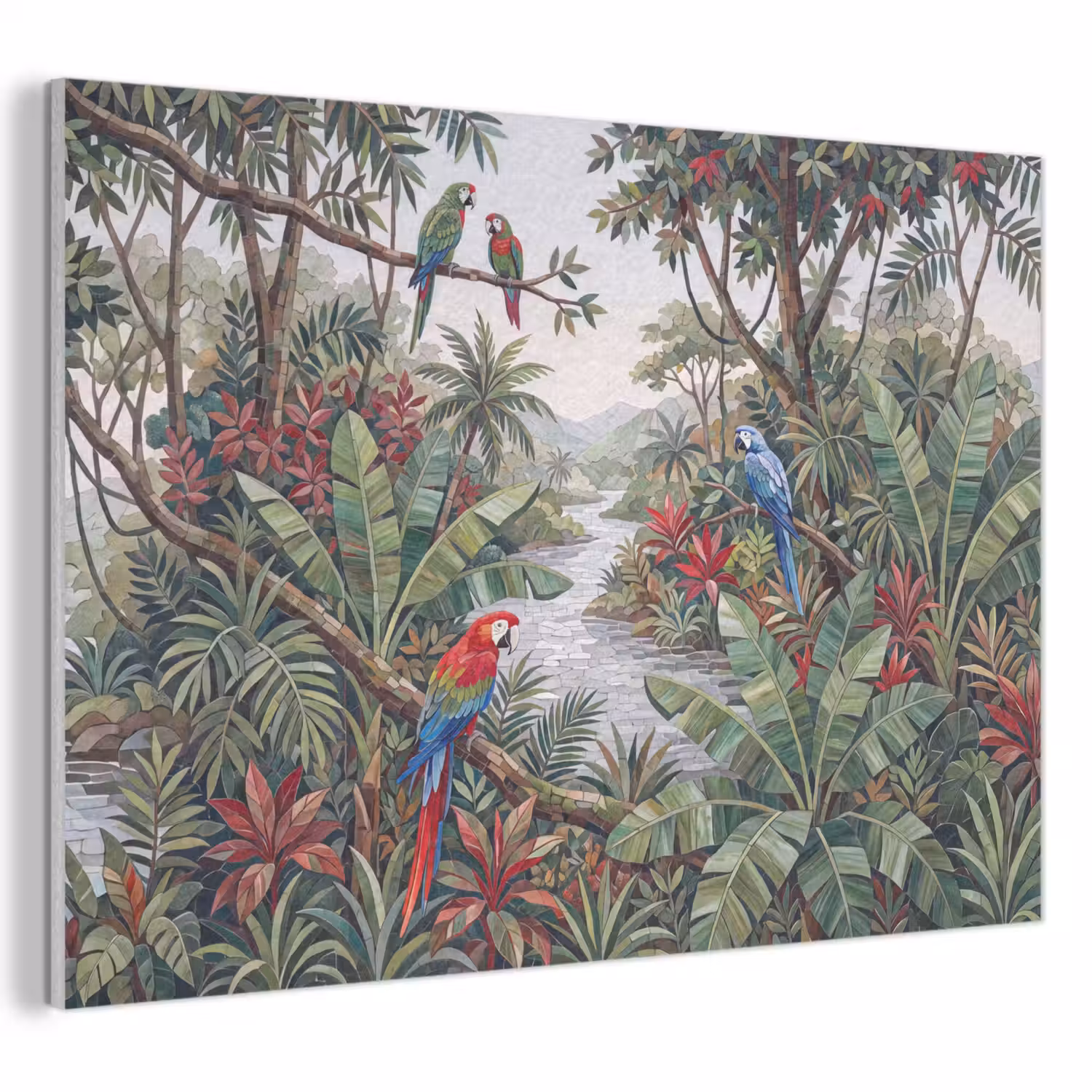 Vogel - Jungle - Natuur - Mozaïek - Groen PET vilt klein -3d