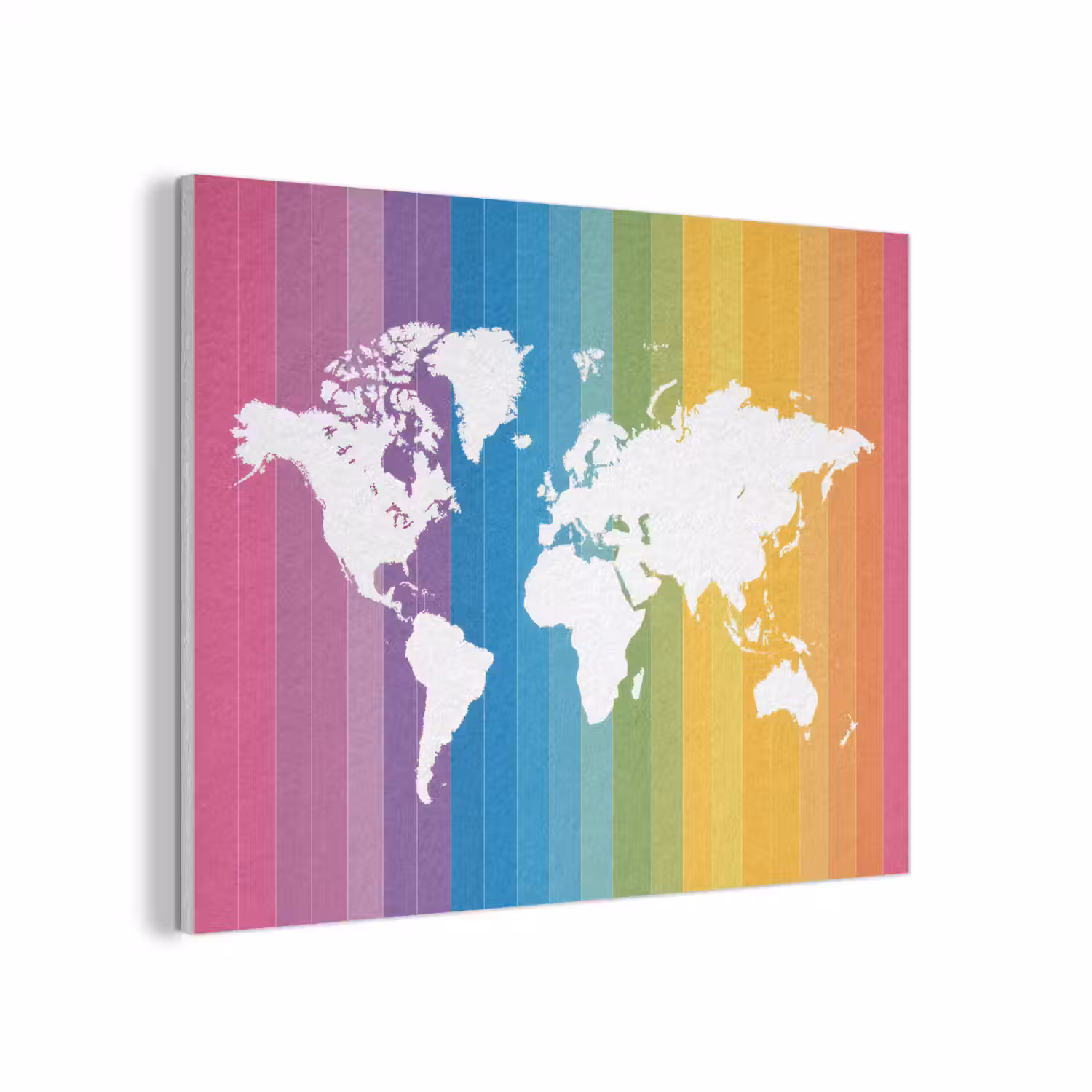 Wit - Wereldkaart - Regenboog - Banen PET vilt klein -3d