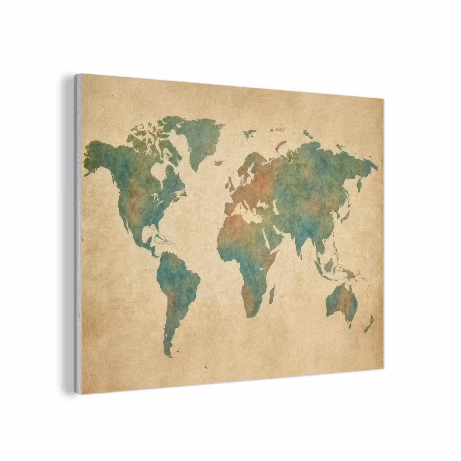 Wereldkaart - Aquarelstijl - Oud papier PET vilt klein -3d