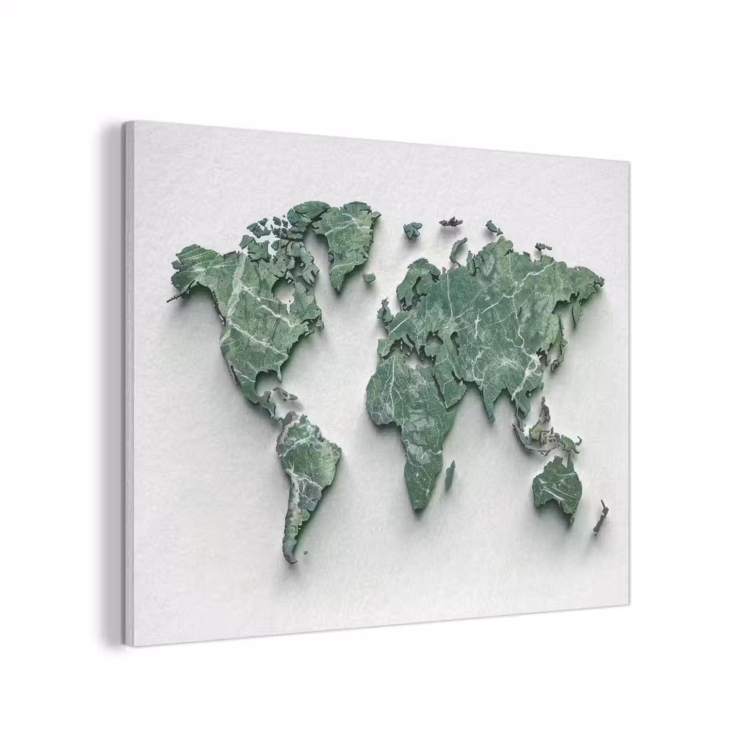 Wereldkaart - Bladeren - 3D PET vilt klein -3d
