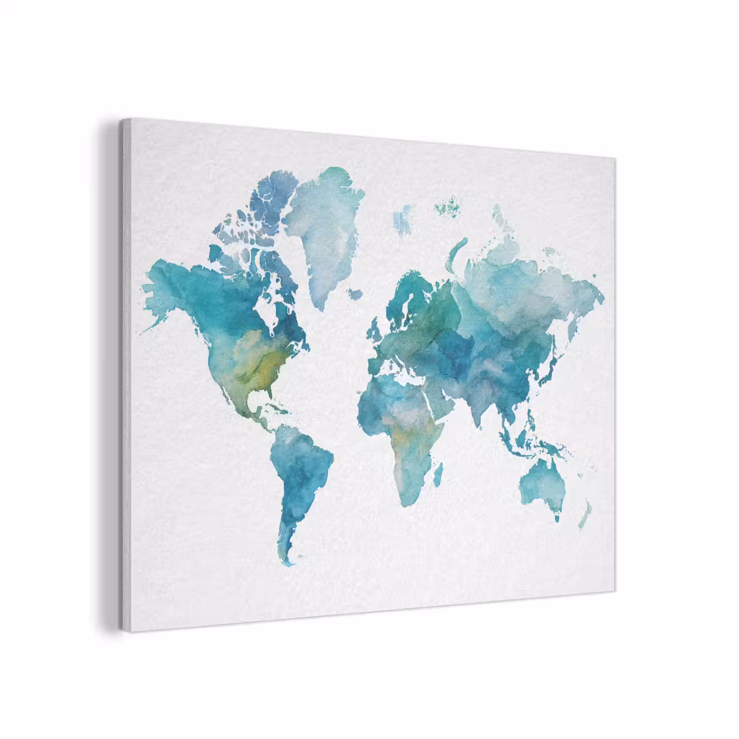 Wereldkaart - Blauw - Geschilderd - Transparant PET vilt klein -3d