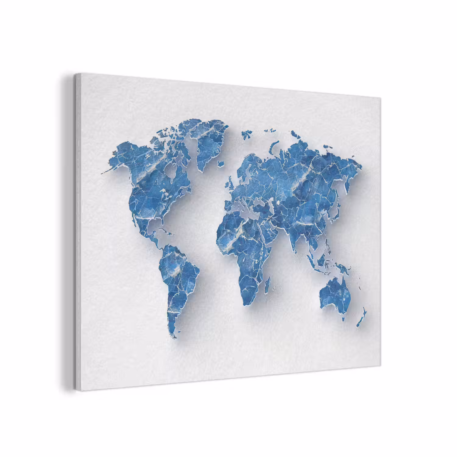 Wereldkaart - Blauwe stedenstructuur PET vilt klein -3d