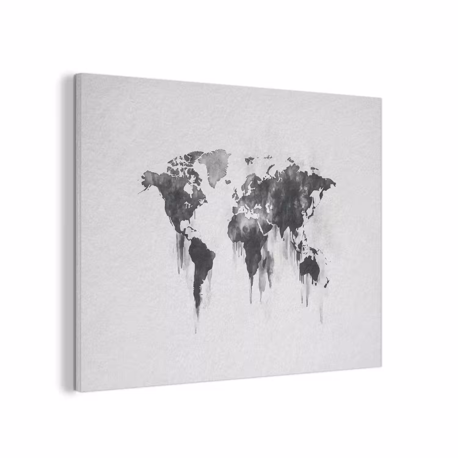 Wereldkaart - Grijs - Zwart - Inkt PET vilt klein -3d