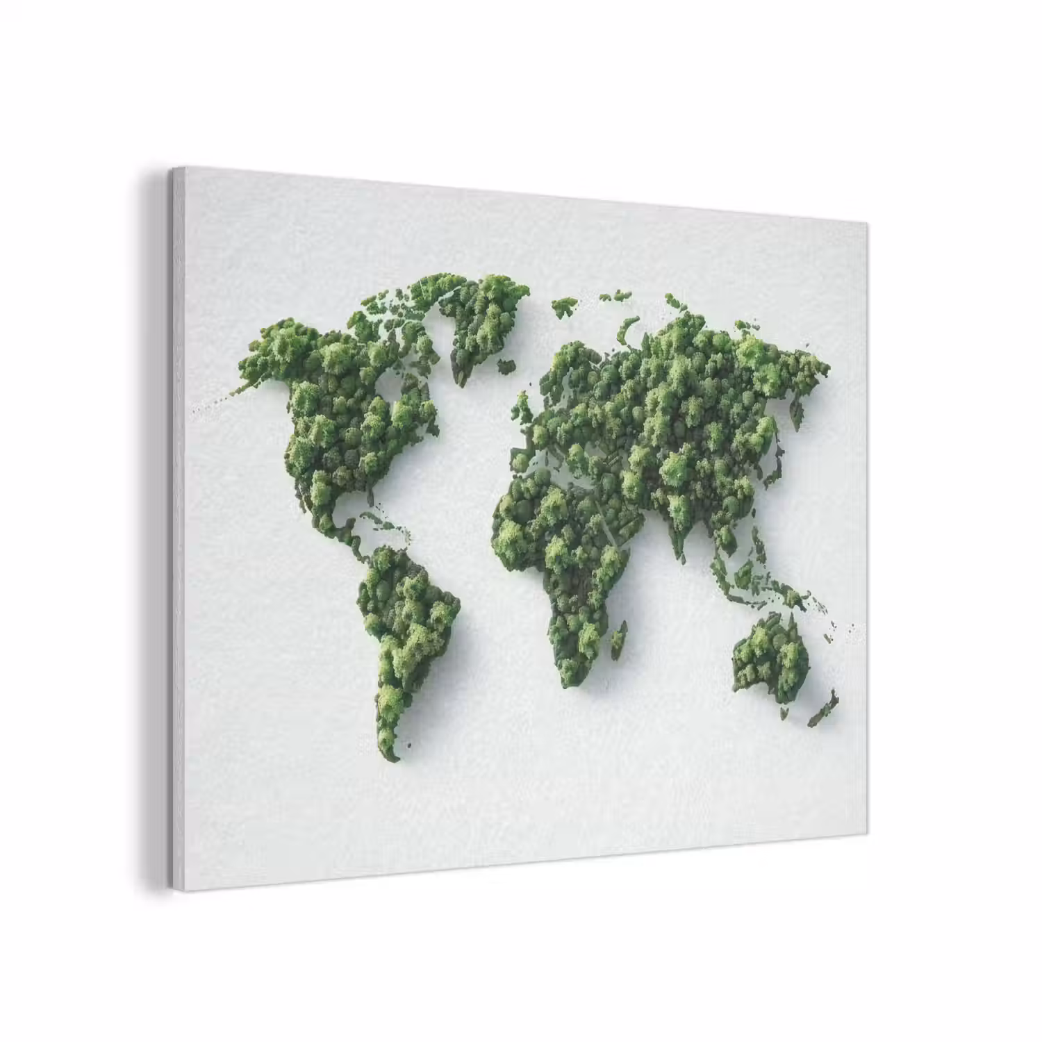 Wereldkaart - Groene bomen PET vilt klein -3d