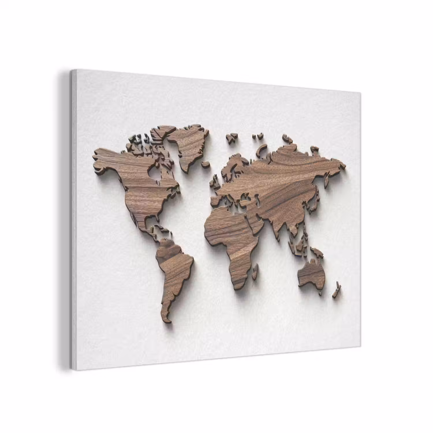 Wereldkaart - Hout - Elegant PET vilt klein -3d