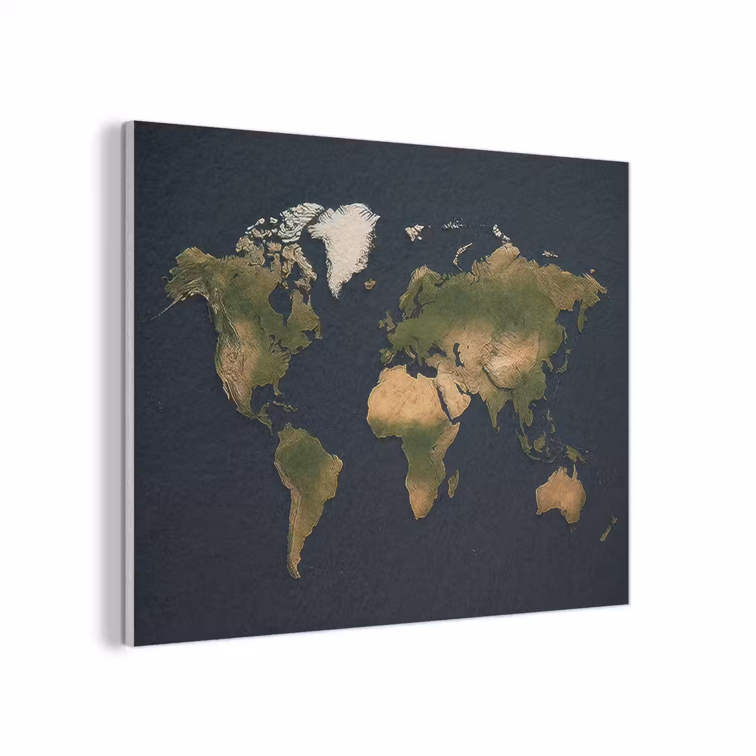 Wereldkaart - Contrast - Minimalistisch - Blauw PET vilt klein -3d
