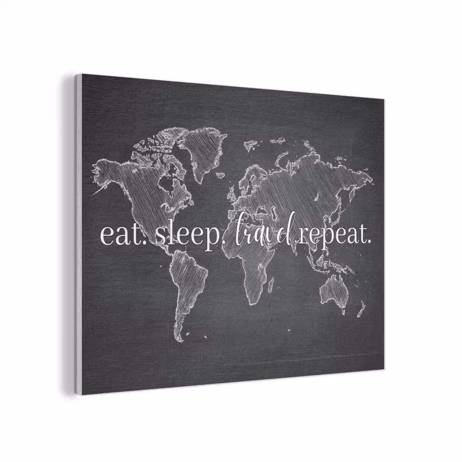 Wereldkaart - Krijt - Quote - Zwart PET vilt klein -3d