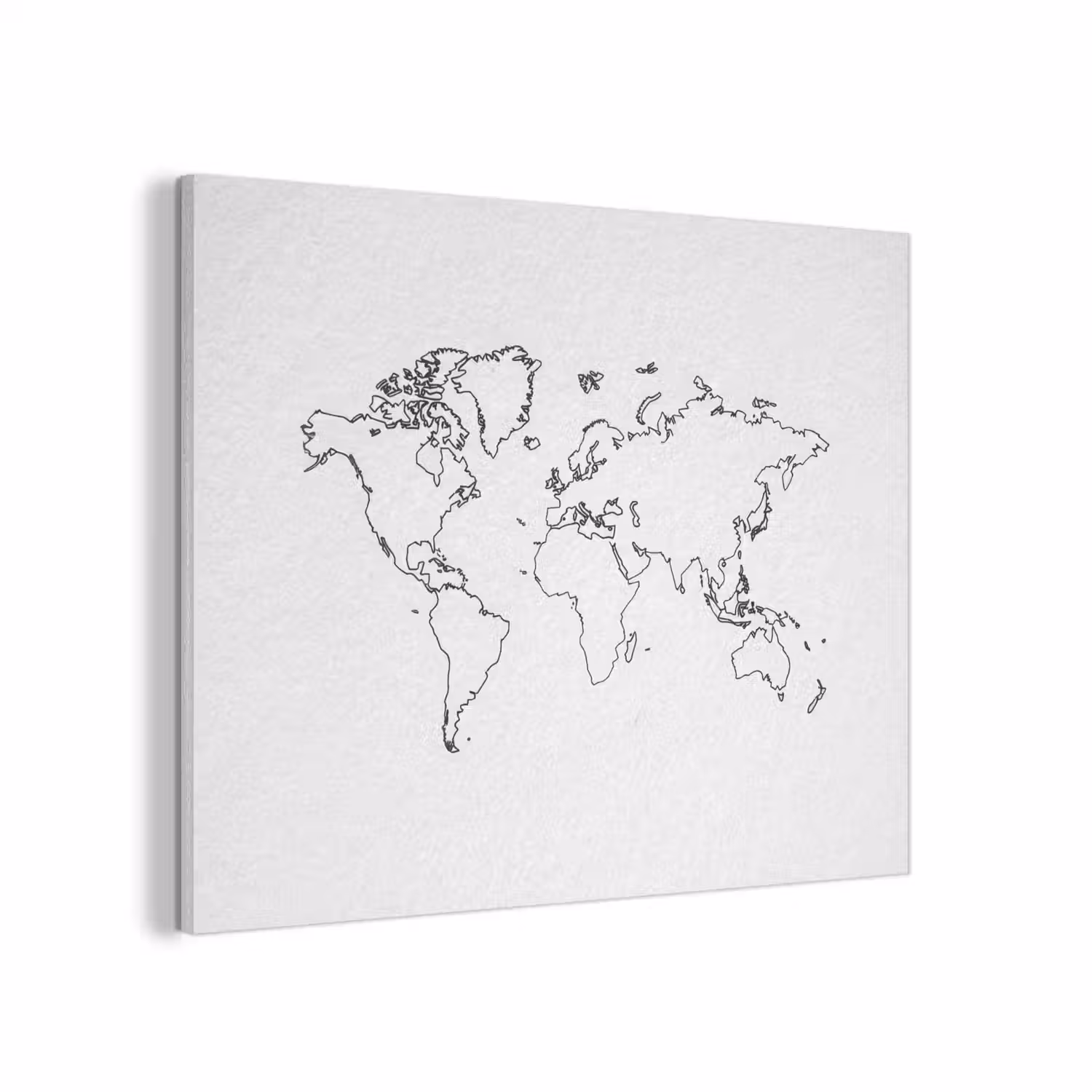 Wereldkaart - Lijnen - Wit PET vilt klein -3d