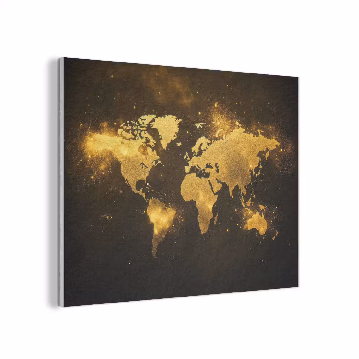Wereldkaart - Magisch effect - Gouden deeltjes PET vilt klein -3d