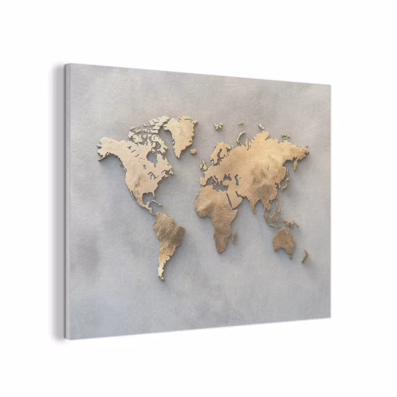 Wereldkaart - Metaal - Grijs PET vilt klein -3d