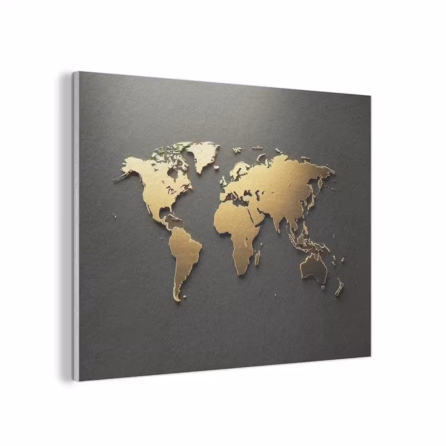 Wereldkaart - Minimalistisch - Gouden afwerking PET vilt klein -3d