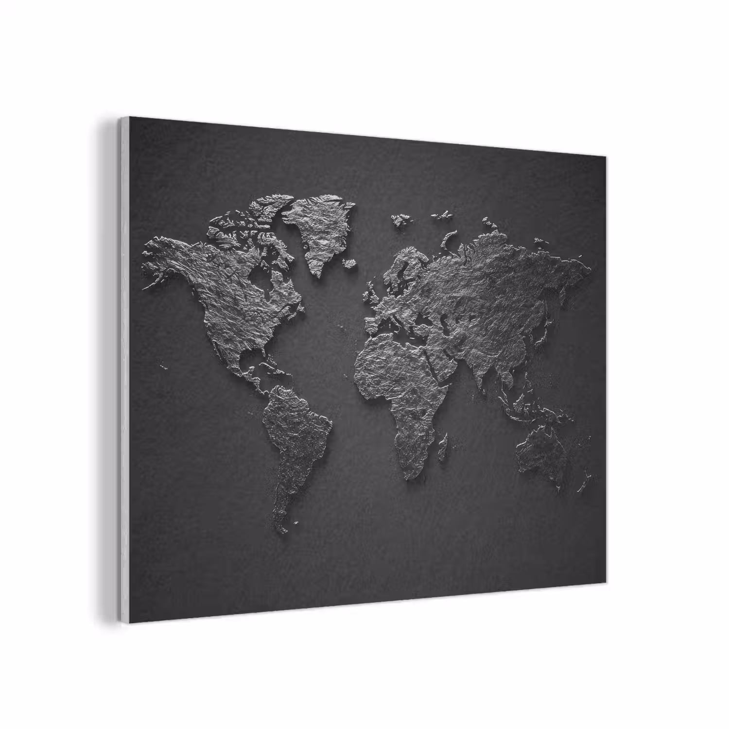 Wereldkaart - Zwart - Donker PET vilt klein -3d