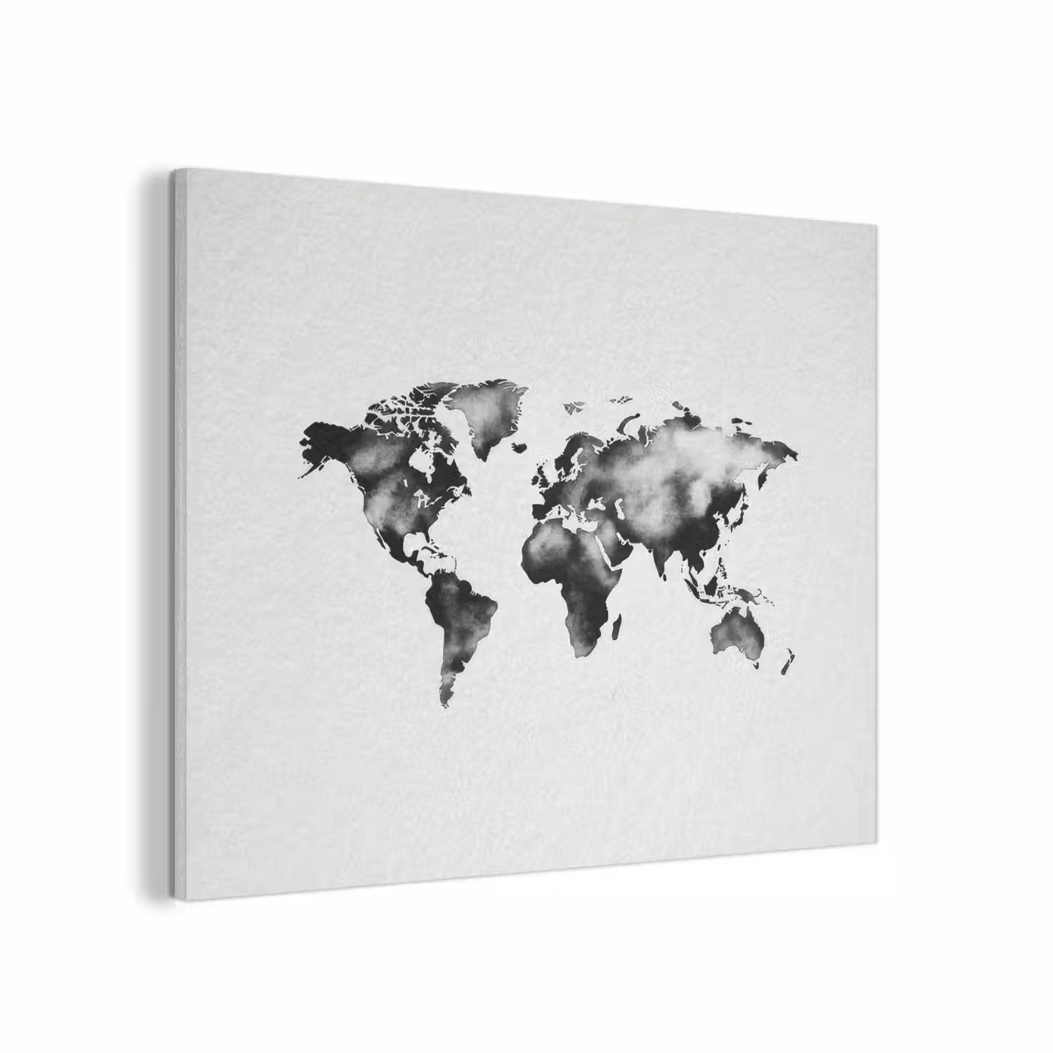 Wereldkaart - Zwart - Inktwassing PET vilt klein -3d
