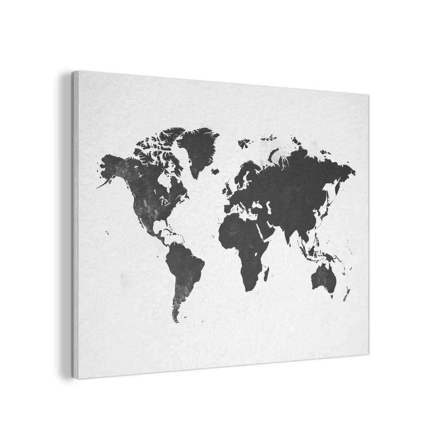 Wereldkaart - Zwart - Wit - Strak PET vilt klein -3d