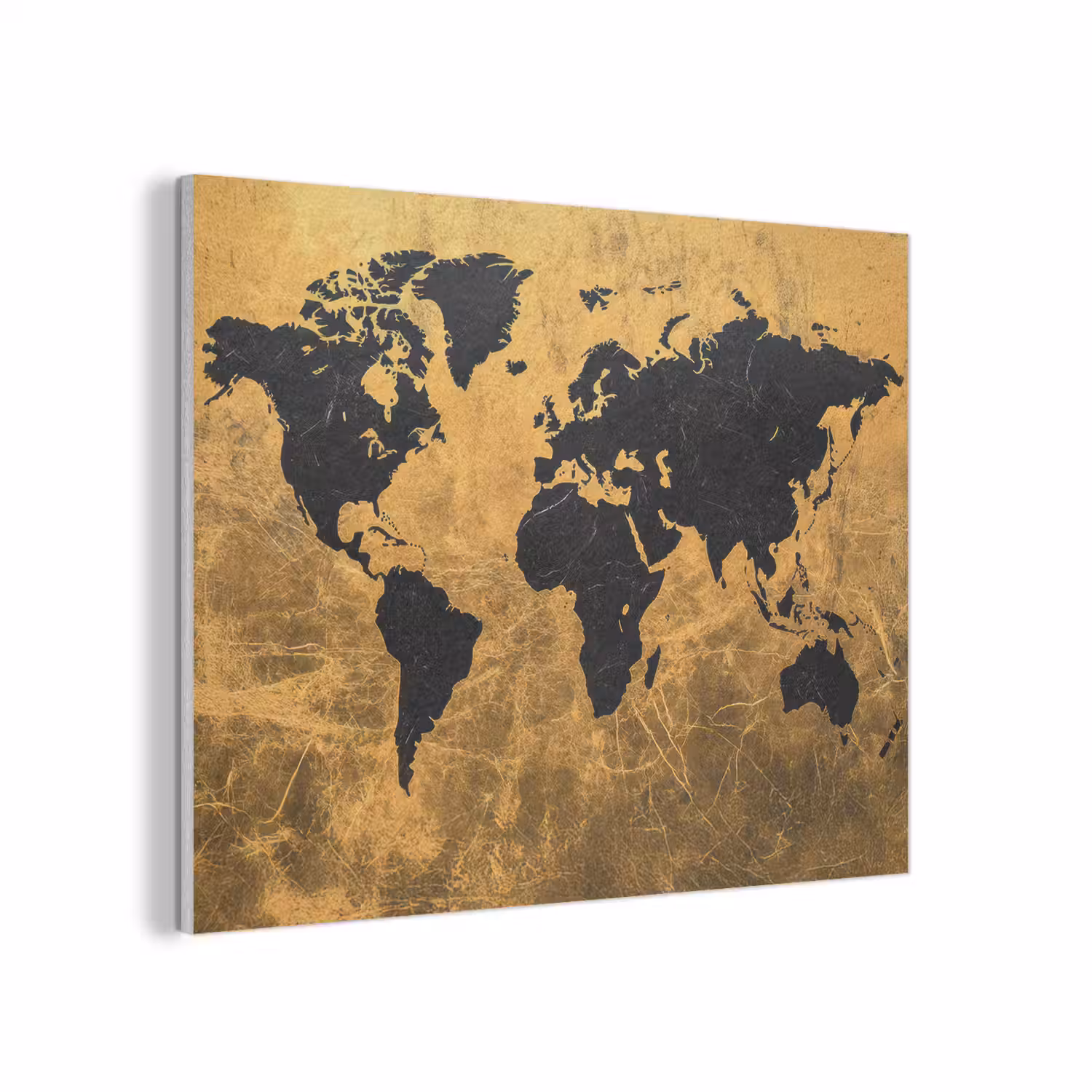 Wereldkaart - Vlekdetails - Goud PET vilt klein -3d