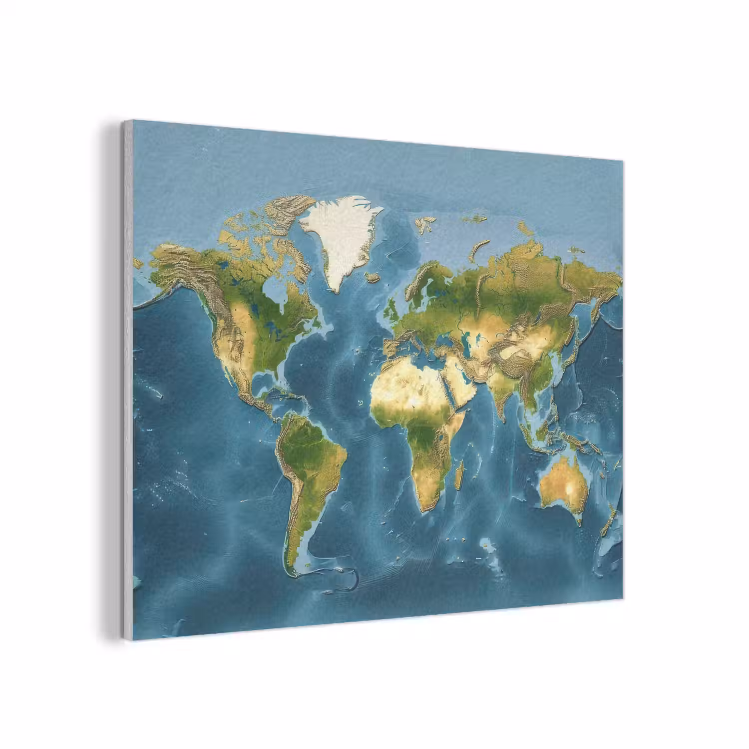 Wereldkaart - Topografisch reliëf PET vilt klein -3d