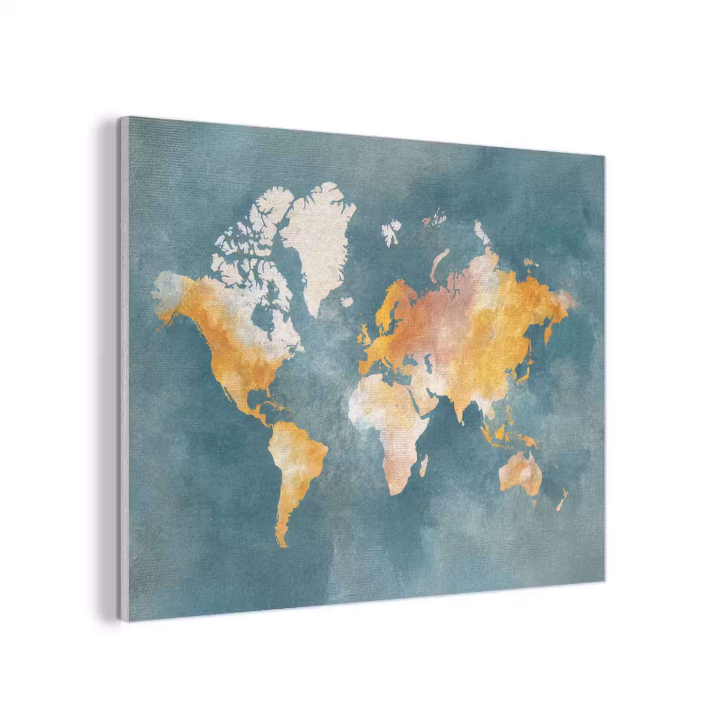 Wereldkaart - Verweerd - Blauw PET vilt klein -3d