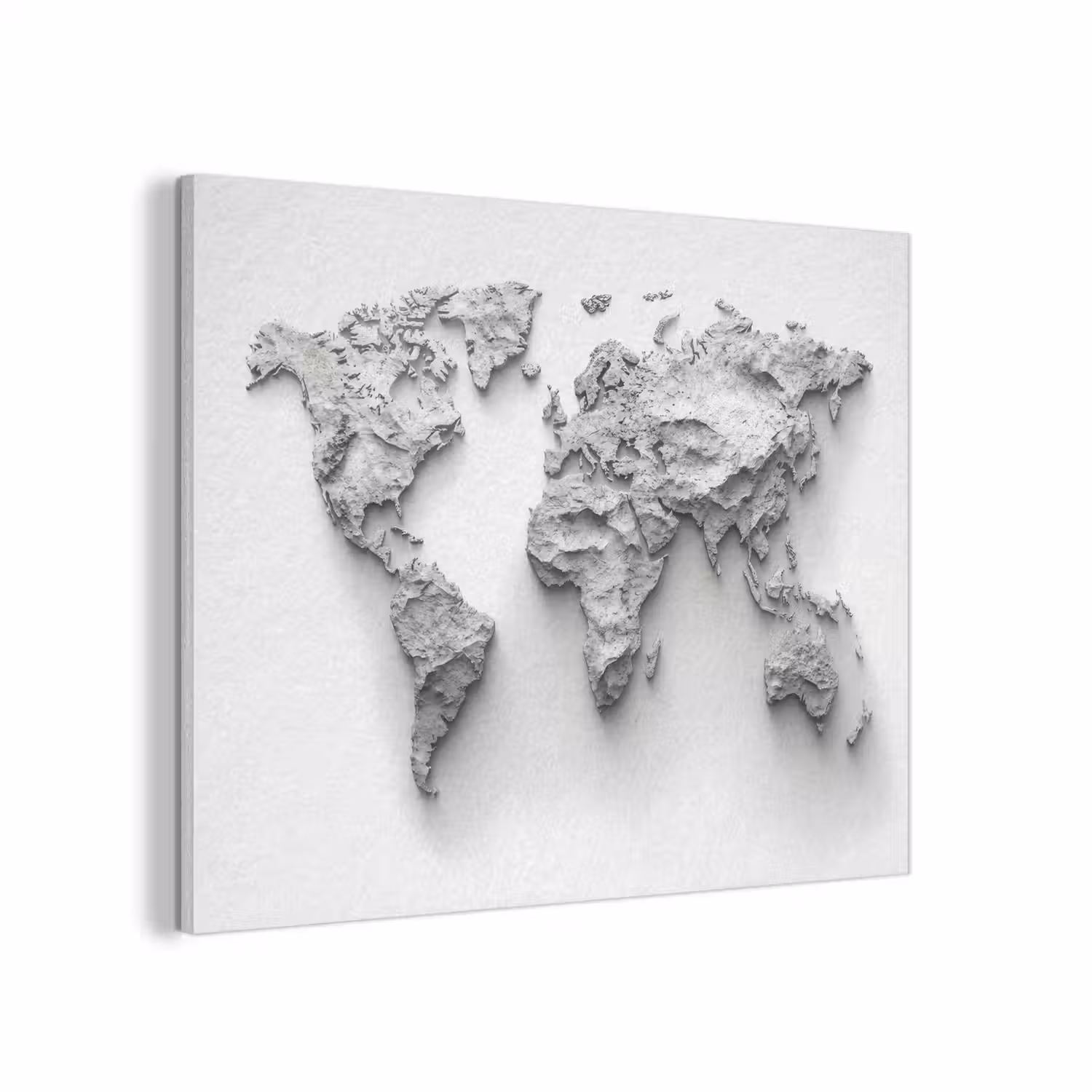 Wereldkaart - Wit - Betonstructuur PET vilt klein -3d