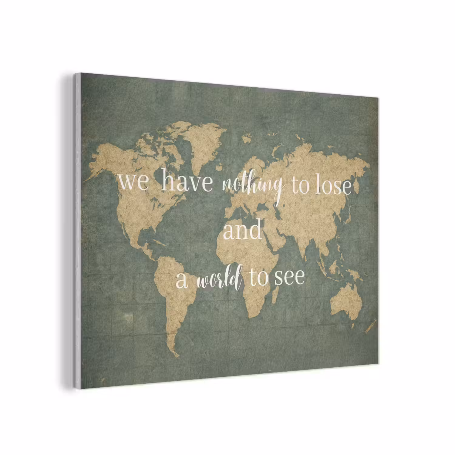 Quote - Vintage - Wereldkaart - Oud PET vilt klein -3d