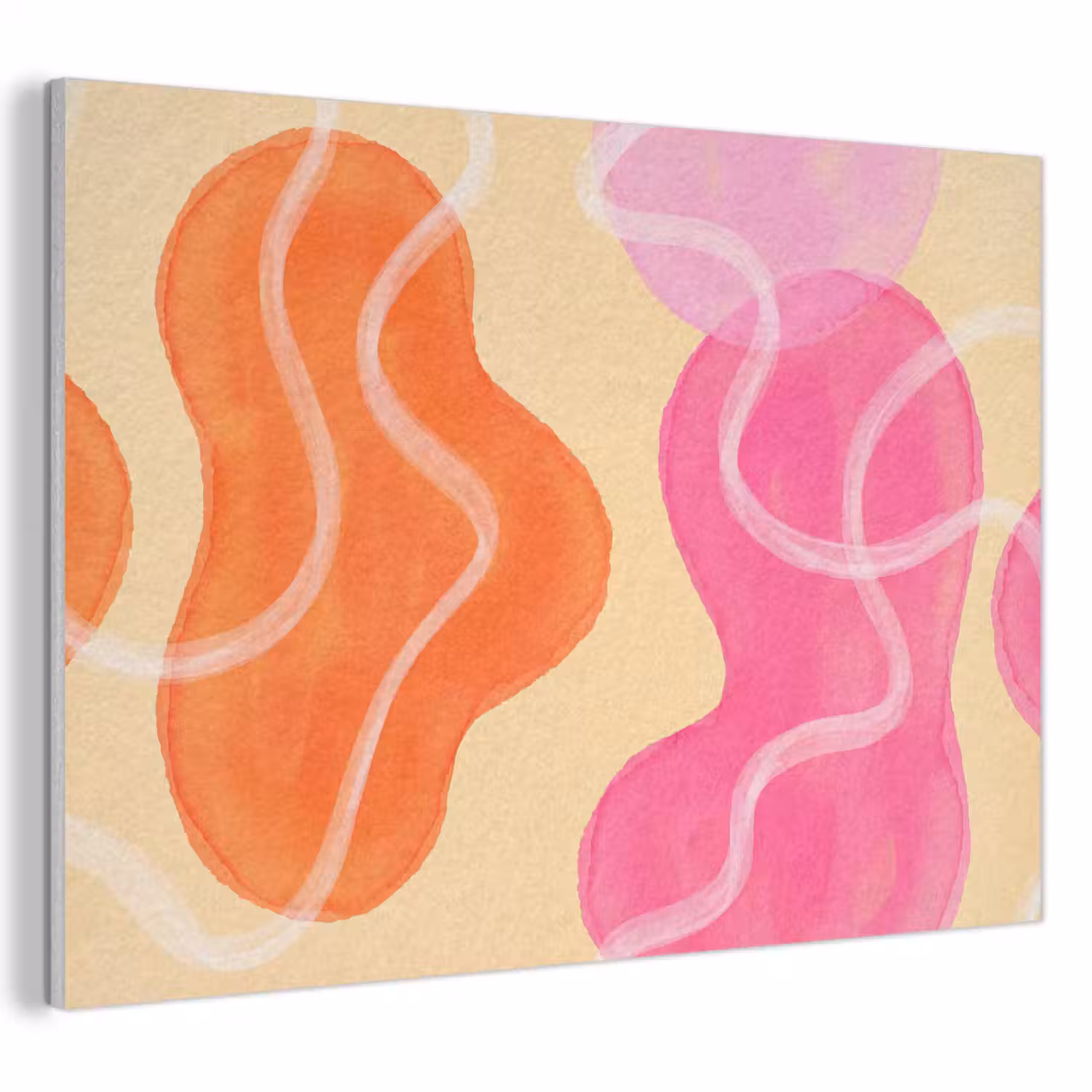 Abstract - Aquarel - Organisch - Oranje - Roze PET vilt klein -3d