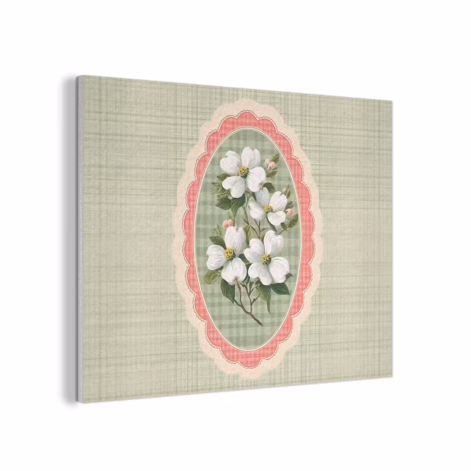 Bloemen - Illustratie - Geruit - Groen PET vilt klein -3d