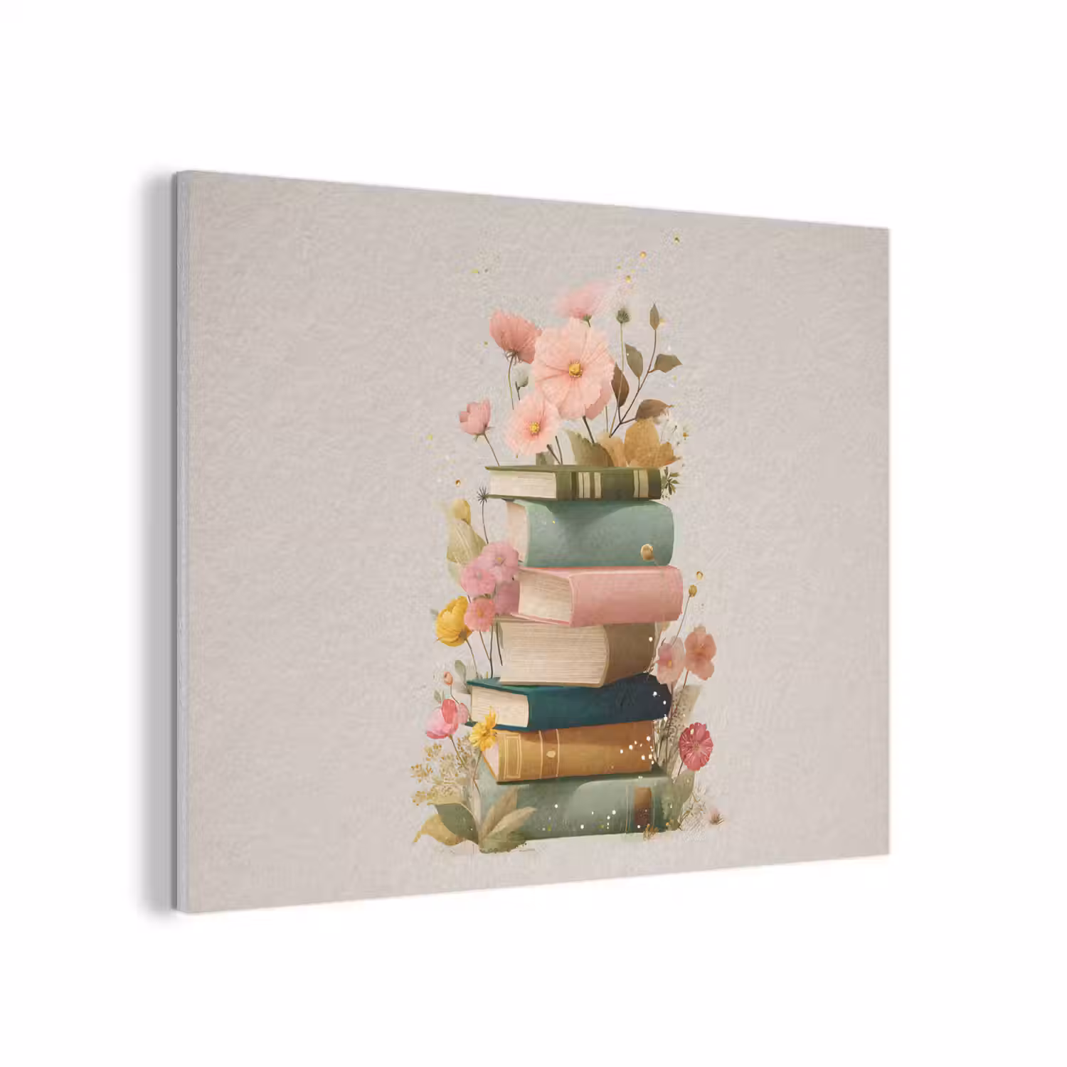 Boeken - Stapel - Bloemen - Kleurrijk PET vilt klein -3d