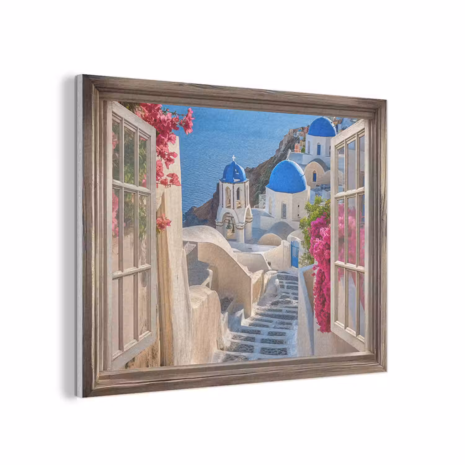 Doorkijk - Santorini - Landschap - Blauw - Grieks PET vilt klein -3d