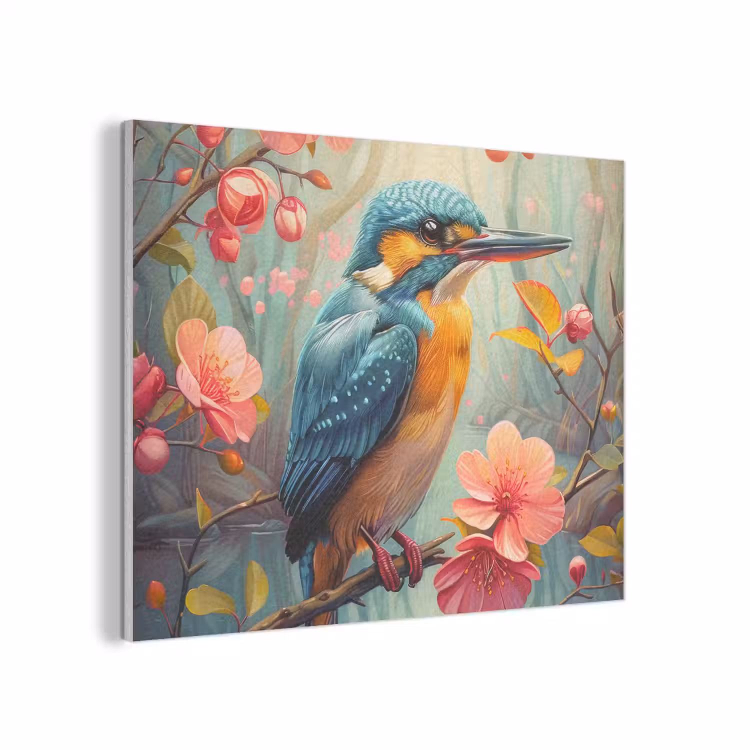 IJsvogel - Bloesem - Natuur - Vogels - Bloemen PET vilt klein -3d