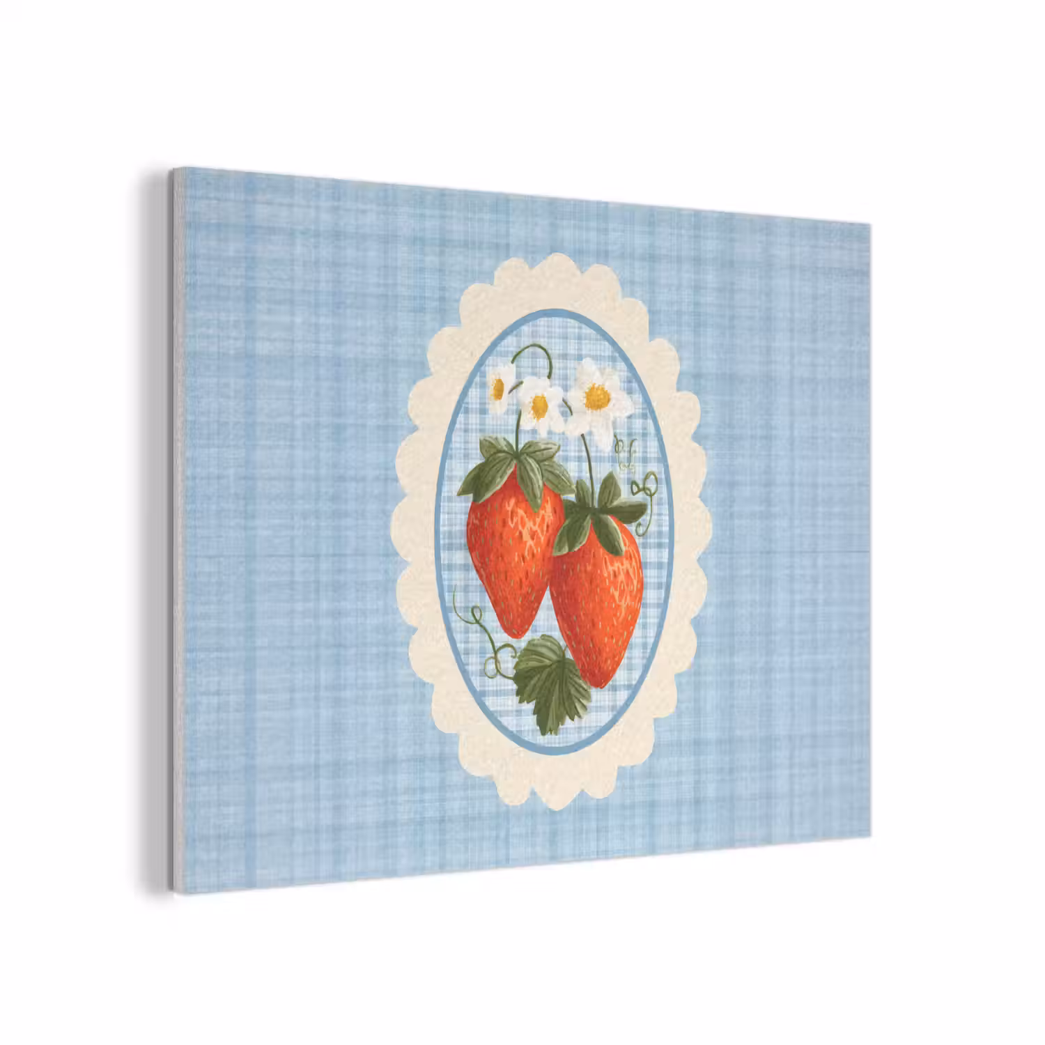 Aardbeien - Lijst - Rood - Geruit PET vilt klein -3d