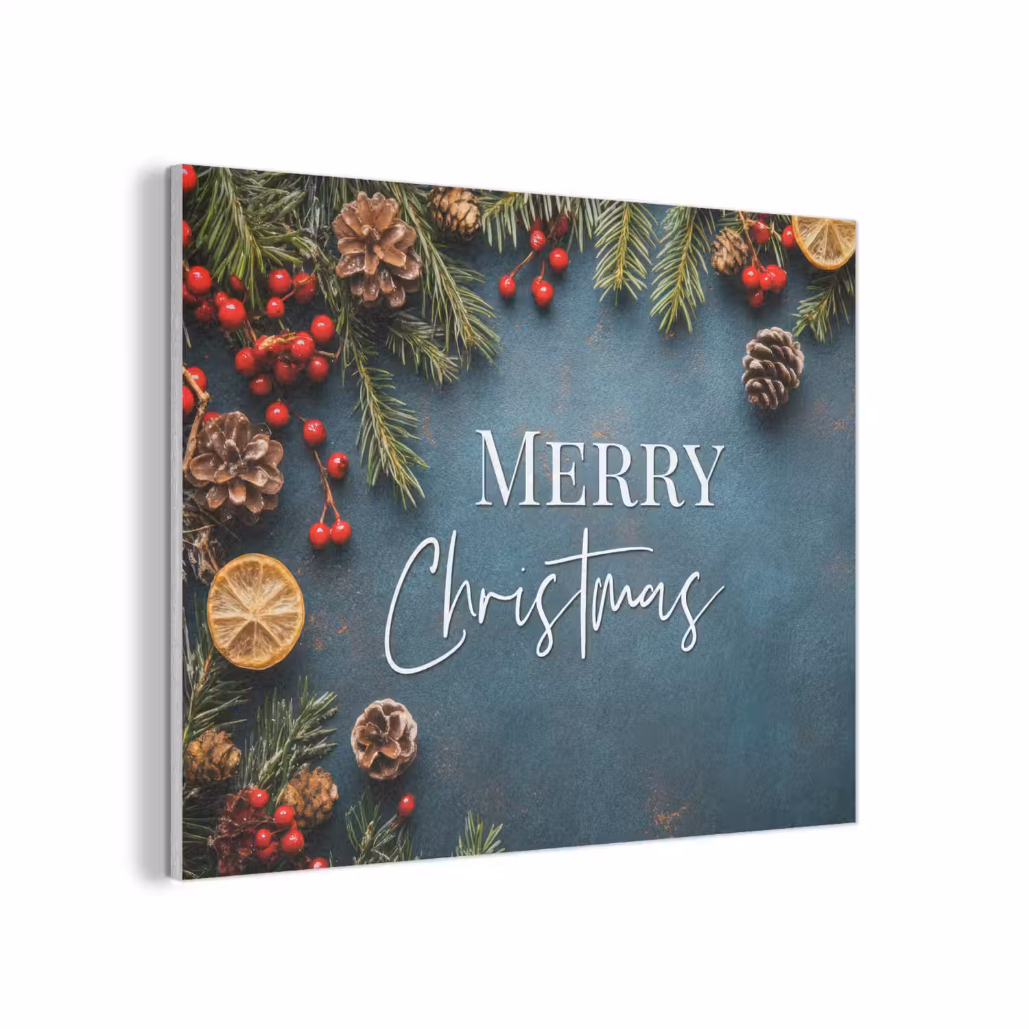 Merry Christmas - Blauw - Kerst - Winter PET vilt klein -3d