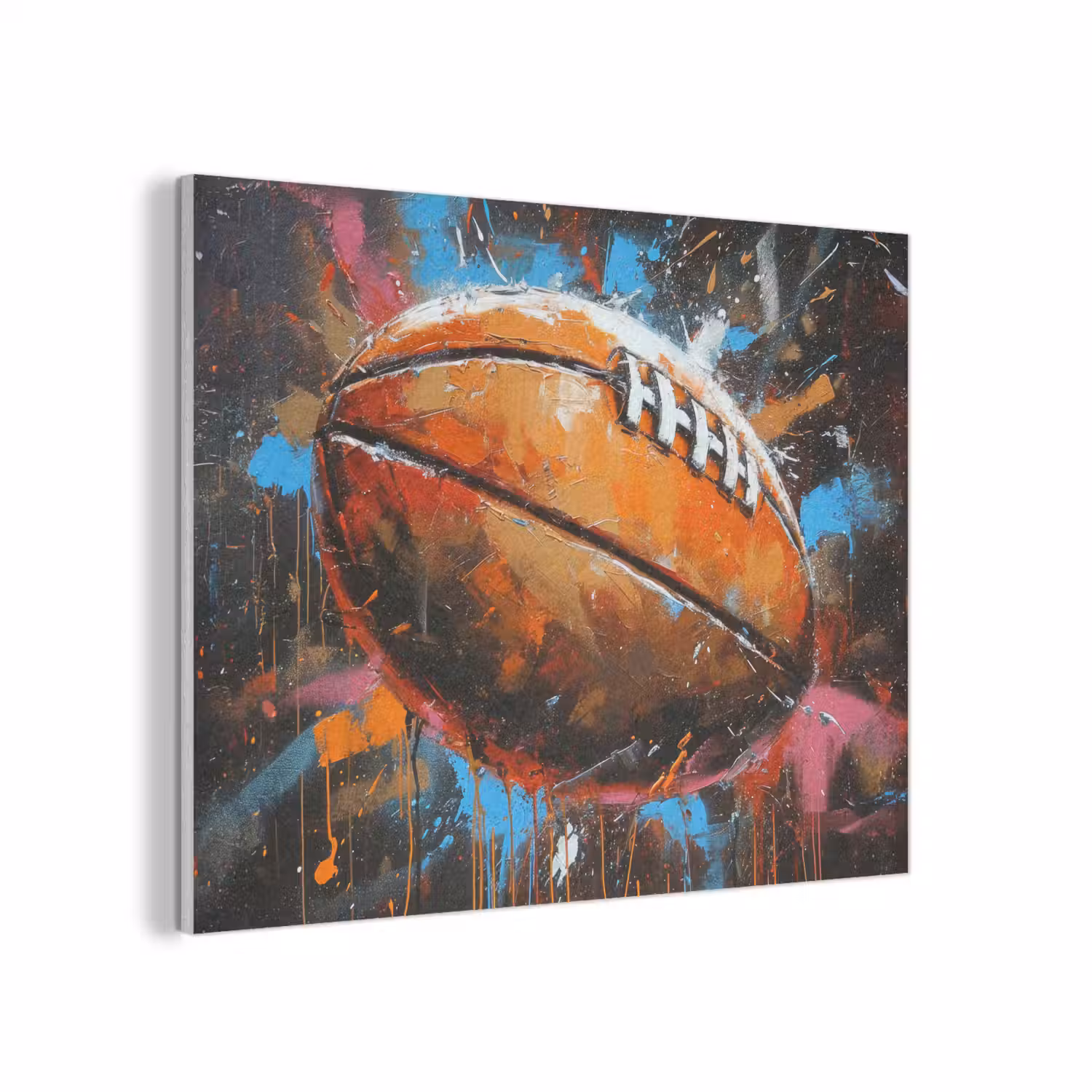 Graffiti - Rugby - Kleurrijk - Rugbybal PET vilt klein -3d