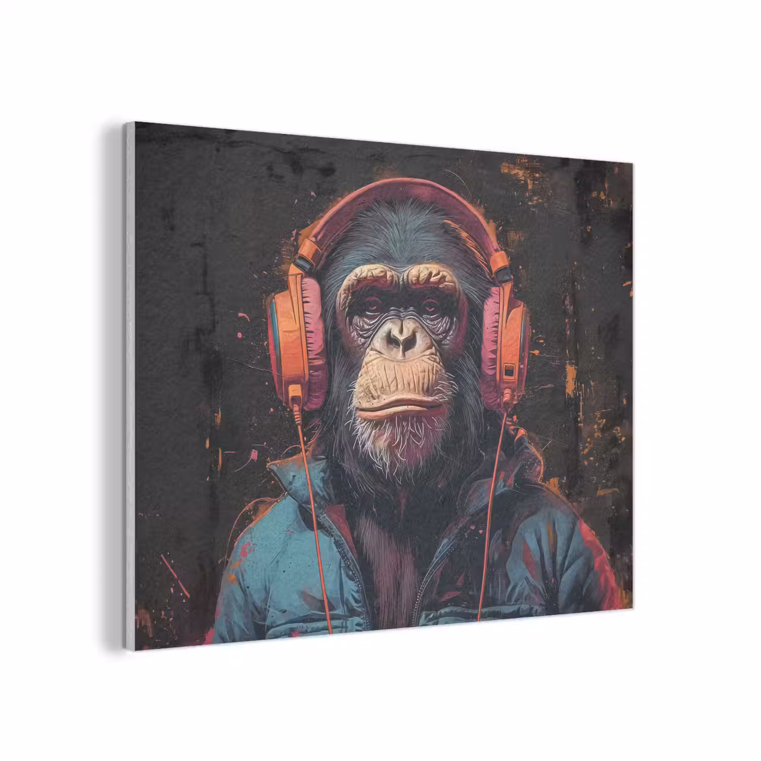 Graffiti - Chimpansee - Koptelefoon - Aap PET vilt klein -3d