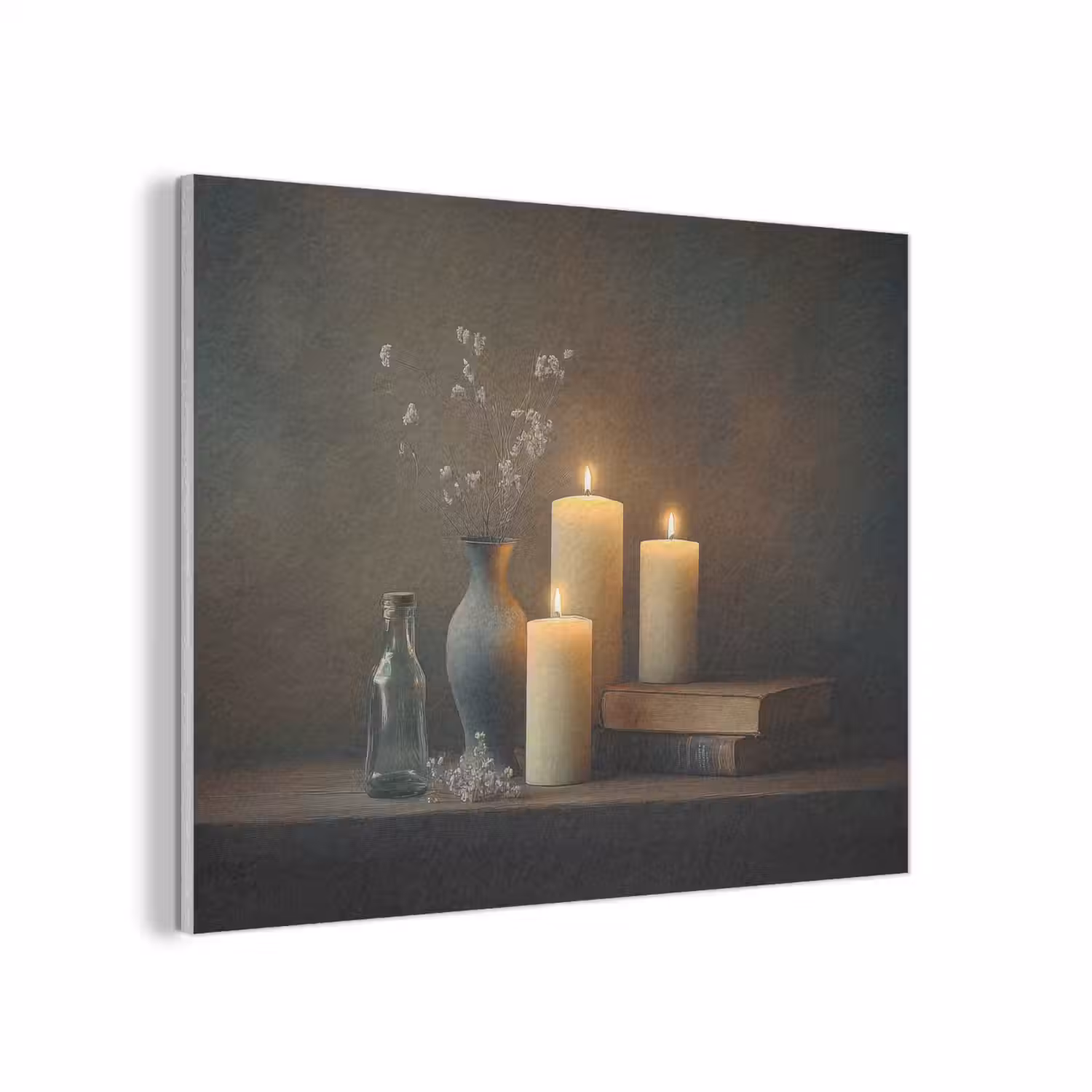 Kaarsen - Stilleven - Rustiek - Boeken PET vilt klein -3d