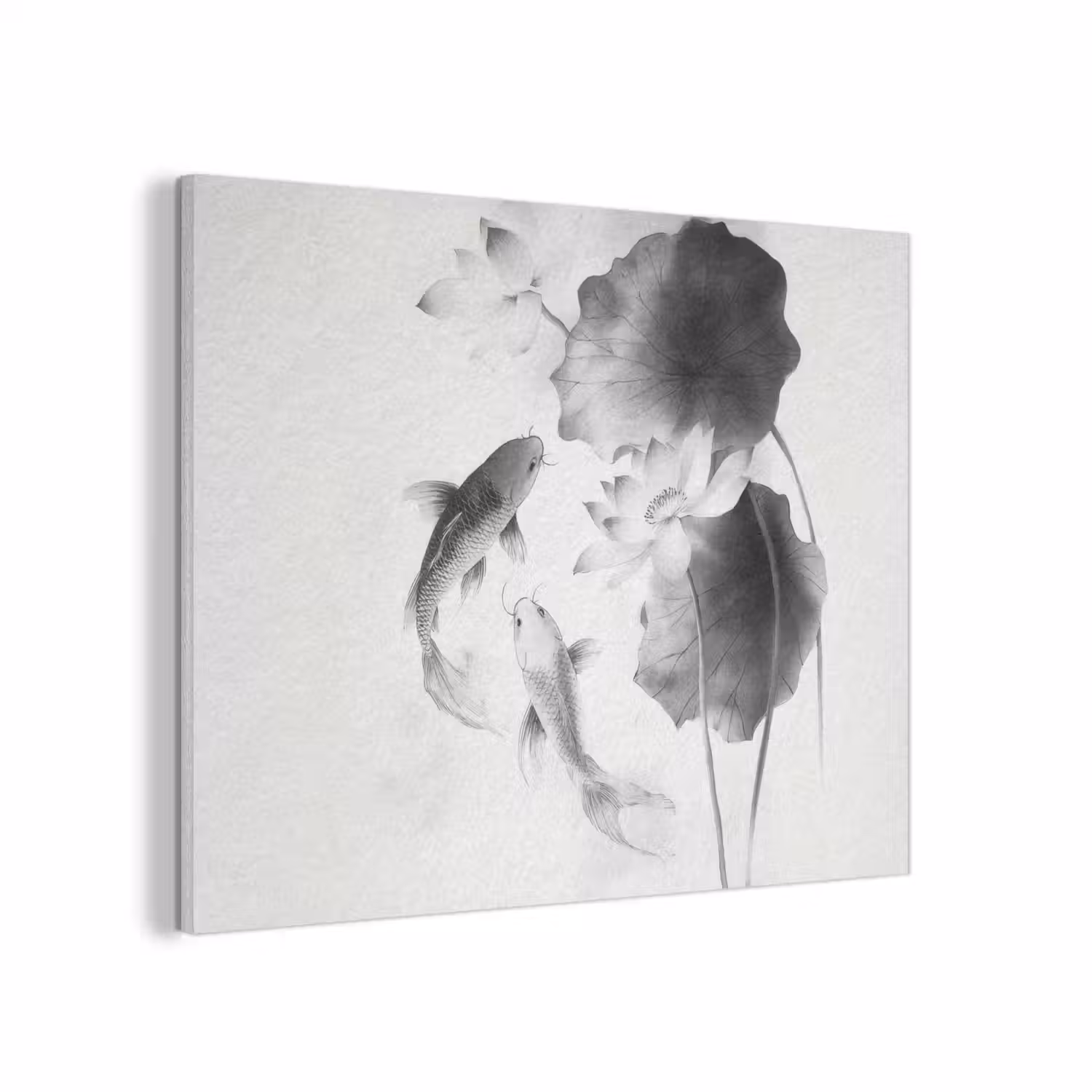 Lotusbloemen - Vissen - Bladeren - Zwart PET vilt klein -3d