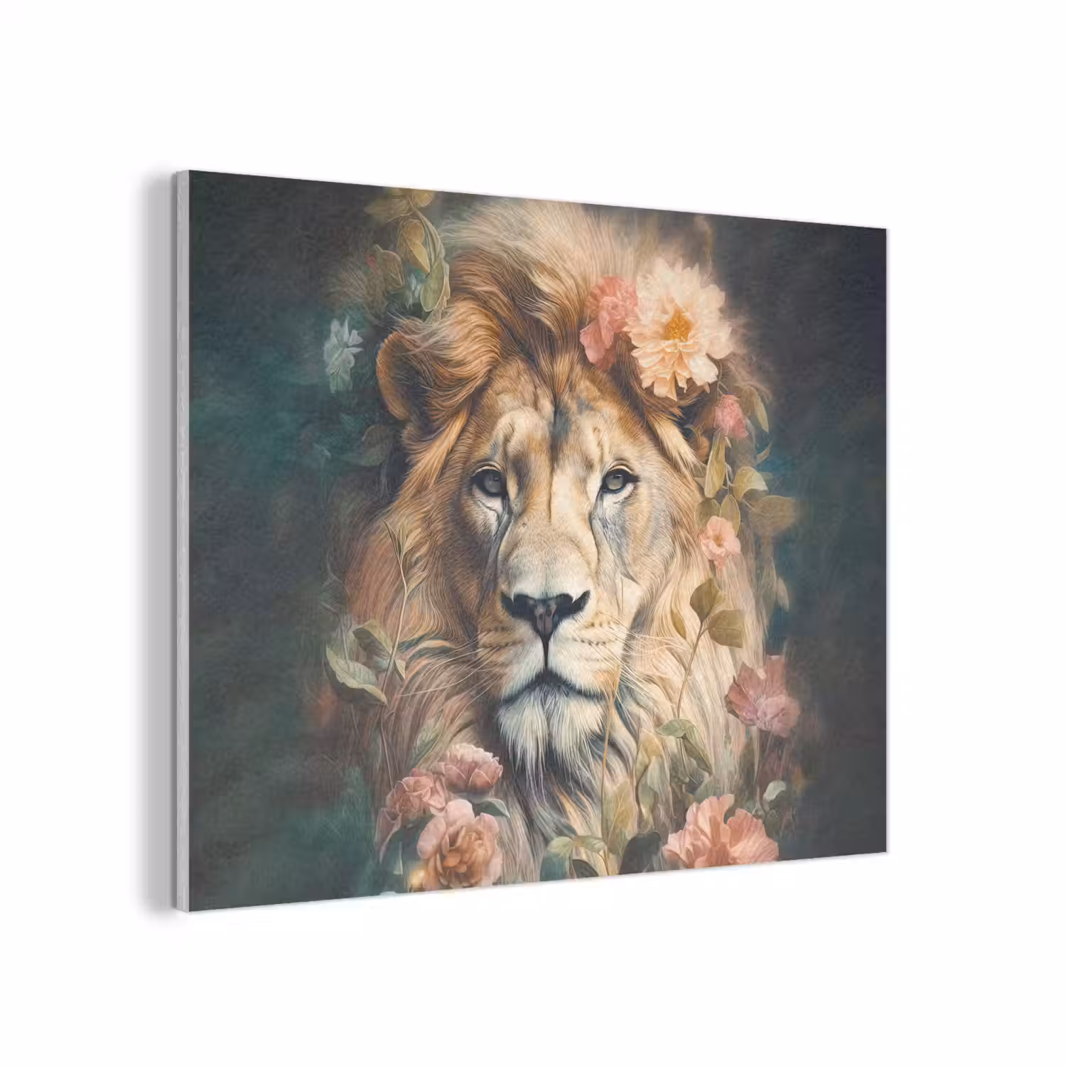 Leeuw - Leeuwenkop - Wilde dieren - Bloemen PET vilt klein -3d