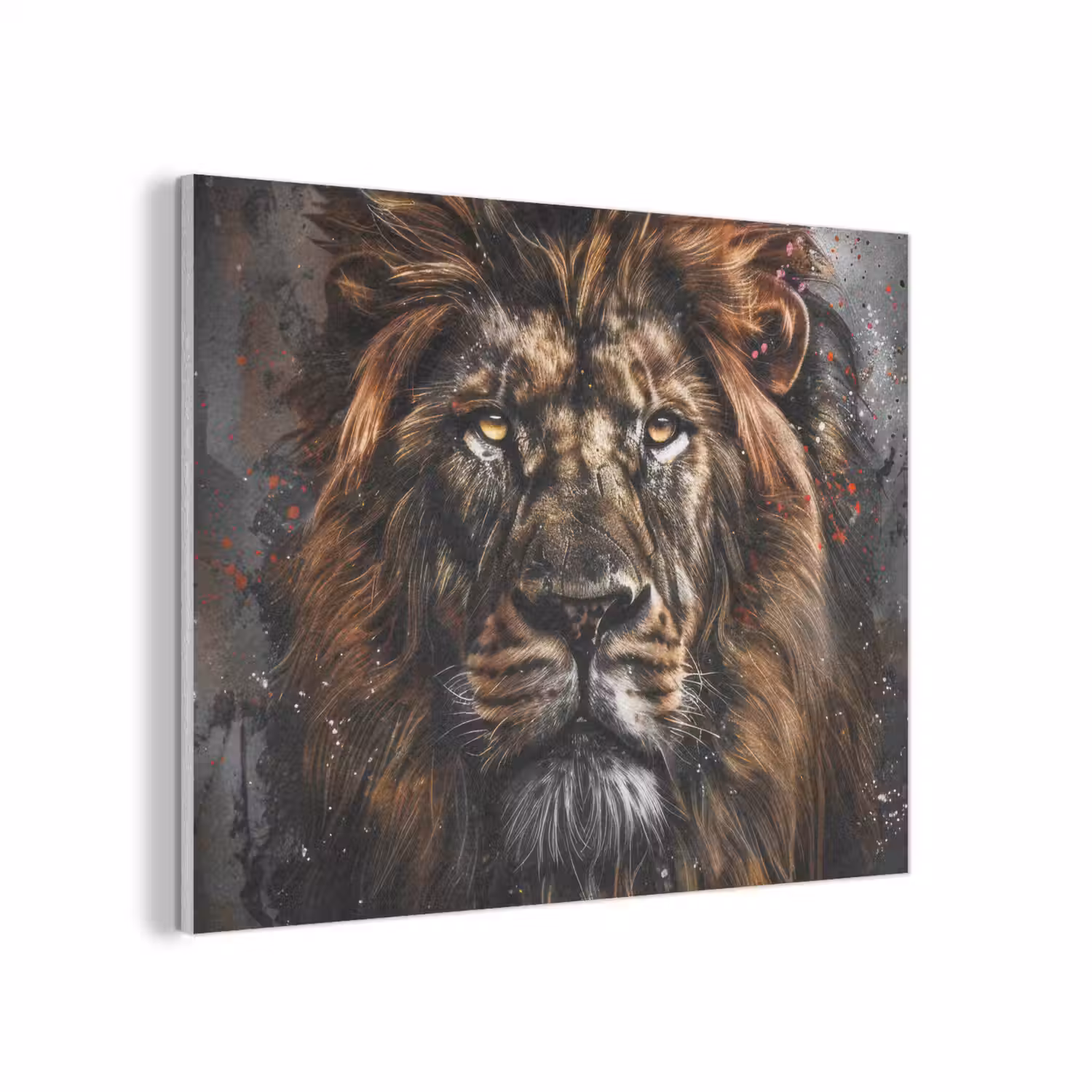 Leeuw - Dieren - Portret - Zwart - Luxe PET vilt klein -3d
